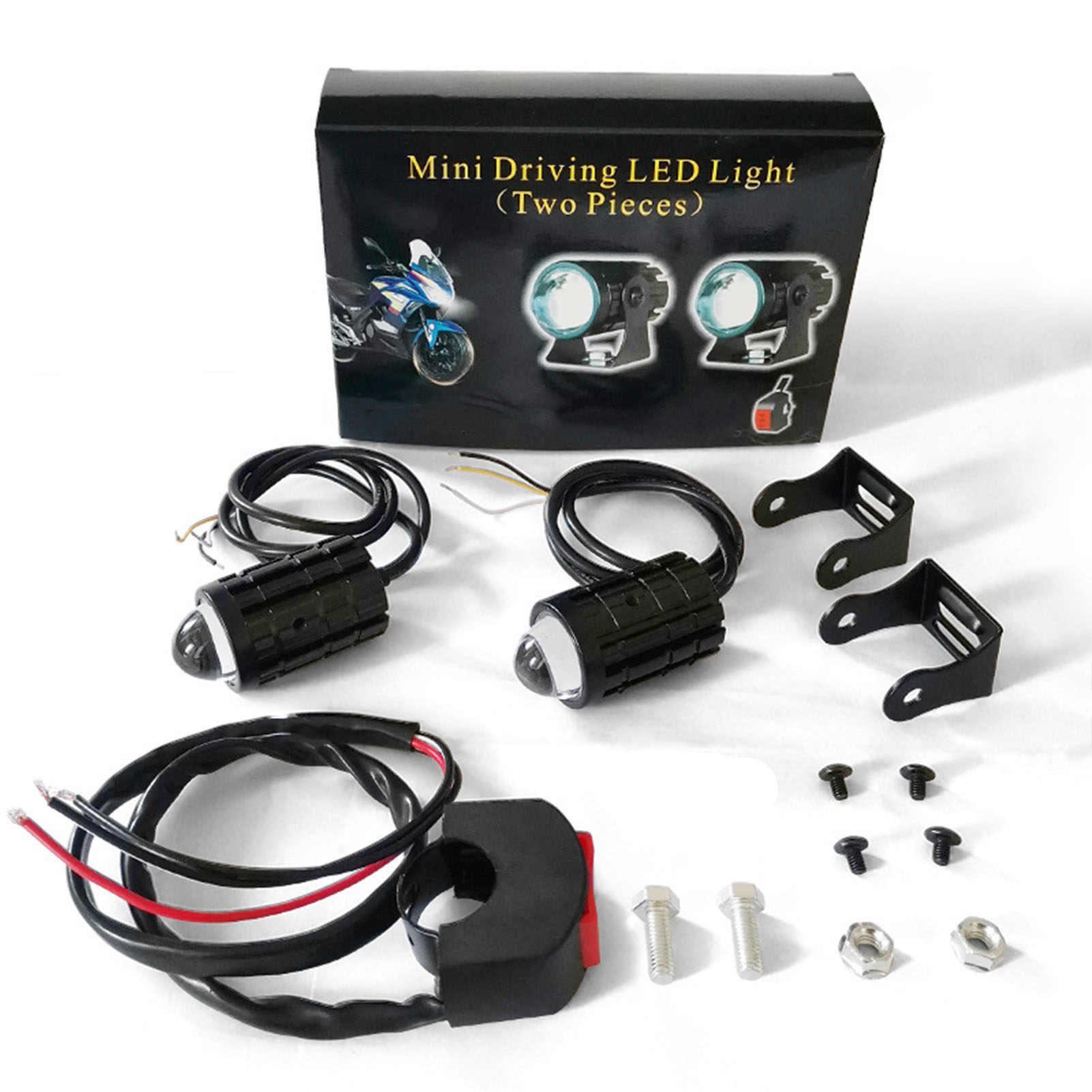 Set Aus 2 Led-motorradscheinwerfern Mit Lenkerschalter, Fern- Und Abblendlicht, Zweifarbig, Wasserdicht, Für Lkws, Suvs, Quads, Ssvs Und Traktoren.