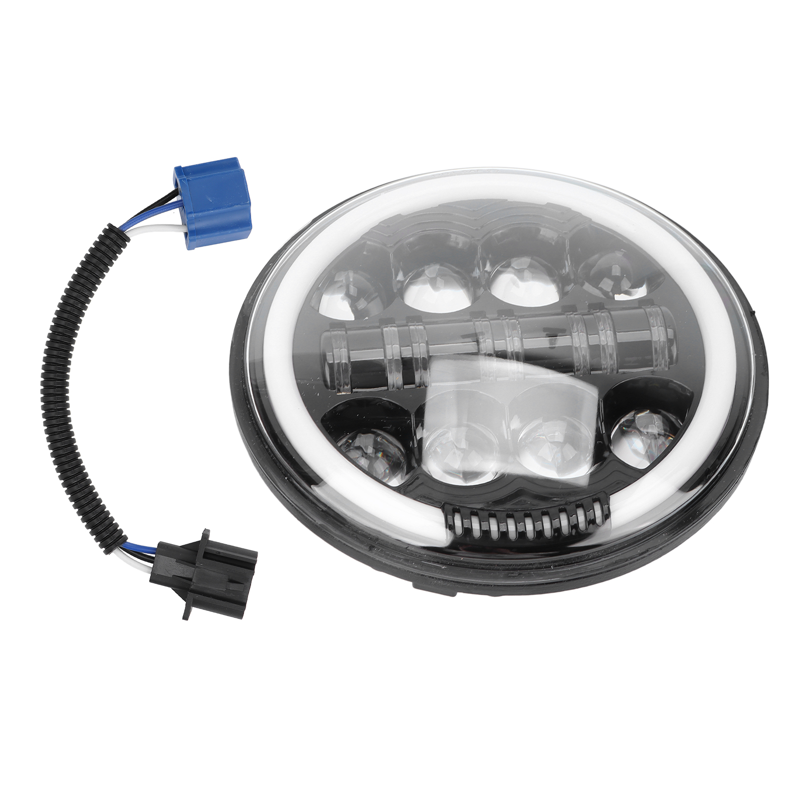 Runder 7-zoll-motorradscheinwerfer, 8 Leds, 6500k/7000k, 4400 Lm, Schutzart Ip67, 12v Universal