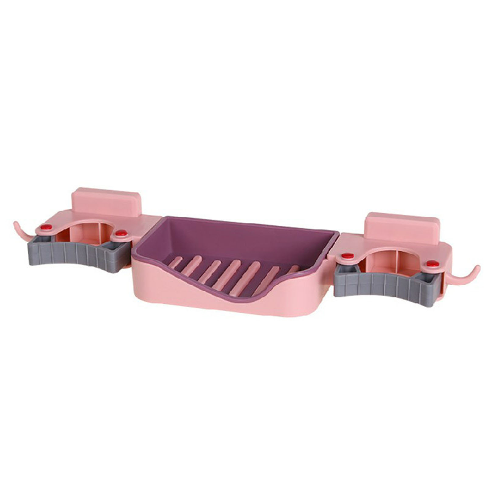 3-in-1 Seifenschale Für Besen Und Wischmopp, Wandmontage, Haken, Abtropffläche, Seifenhalter, Besenhalter Und Kartenhalter Für Küche Und Bad, Rosa, Einheitsgröße