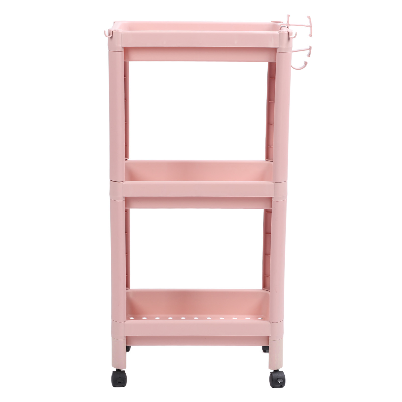 Badezimmer-bodenregal, Mehrstufig, Stabil Und Langlebig, Freistehend, Eckregal, Rosa, 3 Ebenen (mit Rollen)