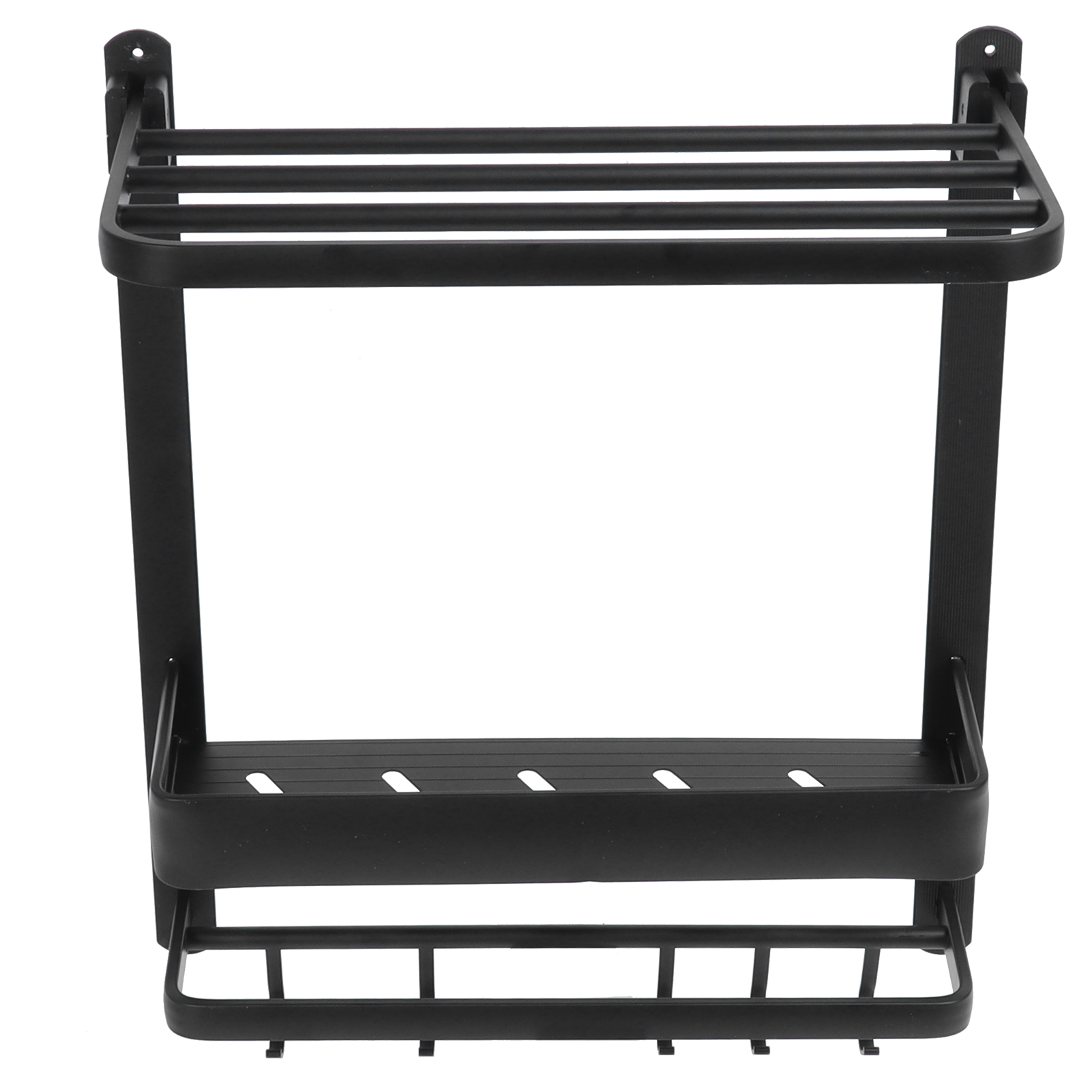 Multifunktionales Schwarzes Badezimmerregal Mit Abnehmbarem Handtuchhalter Und Haken Für Das Badezimmer Zu Hause