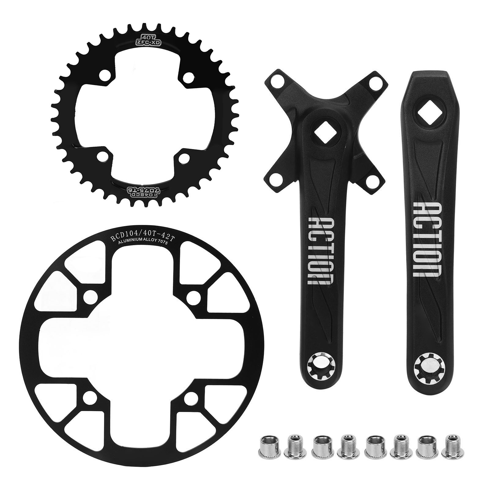 Fahrradkurbelgarnitur Aus Aluminiumlegierung, 40t Positives Und Negatives Kettenblatt, 40- Bis 42t Schutzplatte.