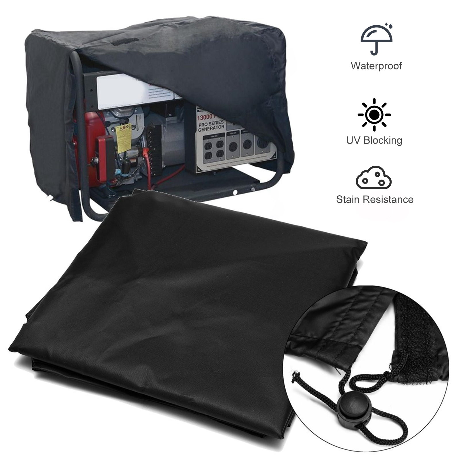 Schutzhülle Für Kleine Tragbare Generatoren Mit Wasser- Und Wetterfester Beschichtung. Schutz Vor Sonne Und Uv-strahlung. Mit Kordelzug Und Klettverschluss. Maße: 76 X 61 X 51 Cm.