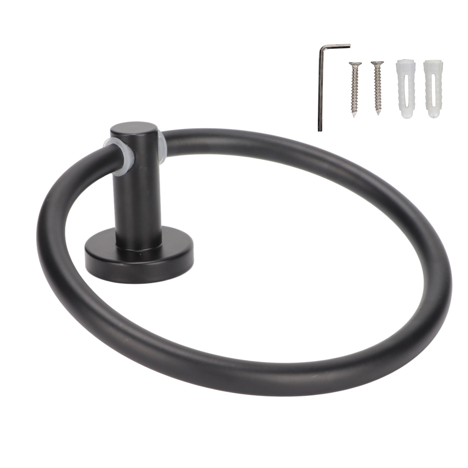 Handtuchring Aus Aluminium, Moderner Runder Handtuchhalter, Badezimmeraccessoire Für Balkon Oder Hotel, Schwarz