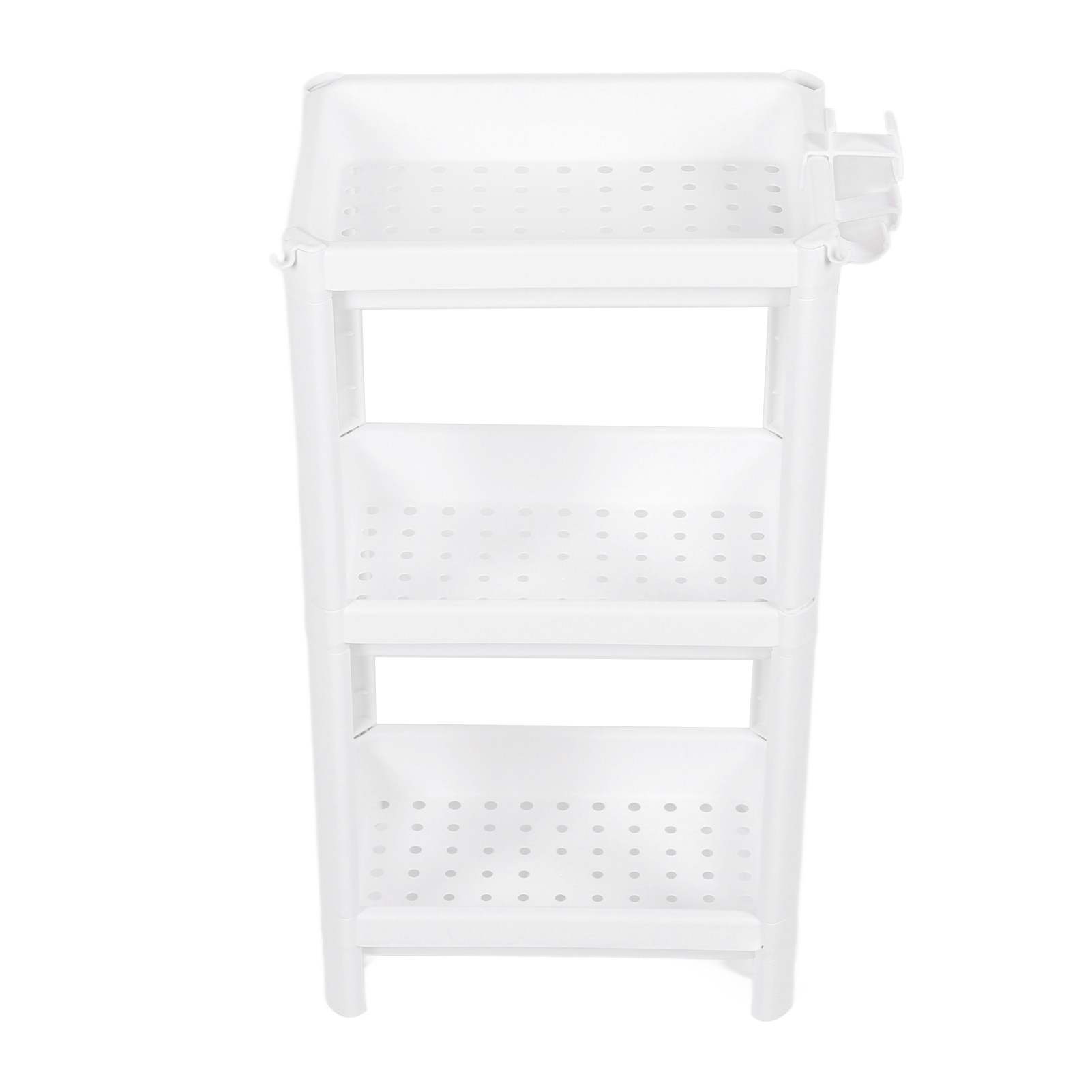 Turmregal Aus Kunststoff Fürs Badezimmer, Freistehendes Aufbewahrungsregal, Multifunktionaler Organizer Für Wohnzimmer, Schlafzimmer, Küche, Weiß, 3 Ebenen