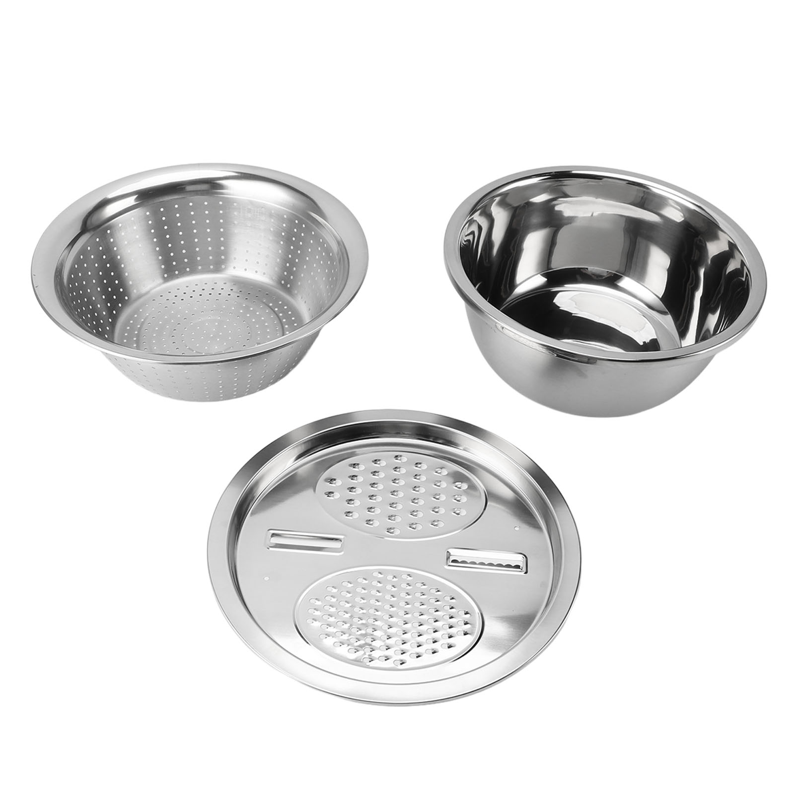3-in-1 Edelstahl-siebset, Reiswaschgerät, Multifunktionsreibe, Schüssel, 11-zoll-abtropfbecken.