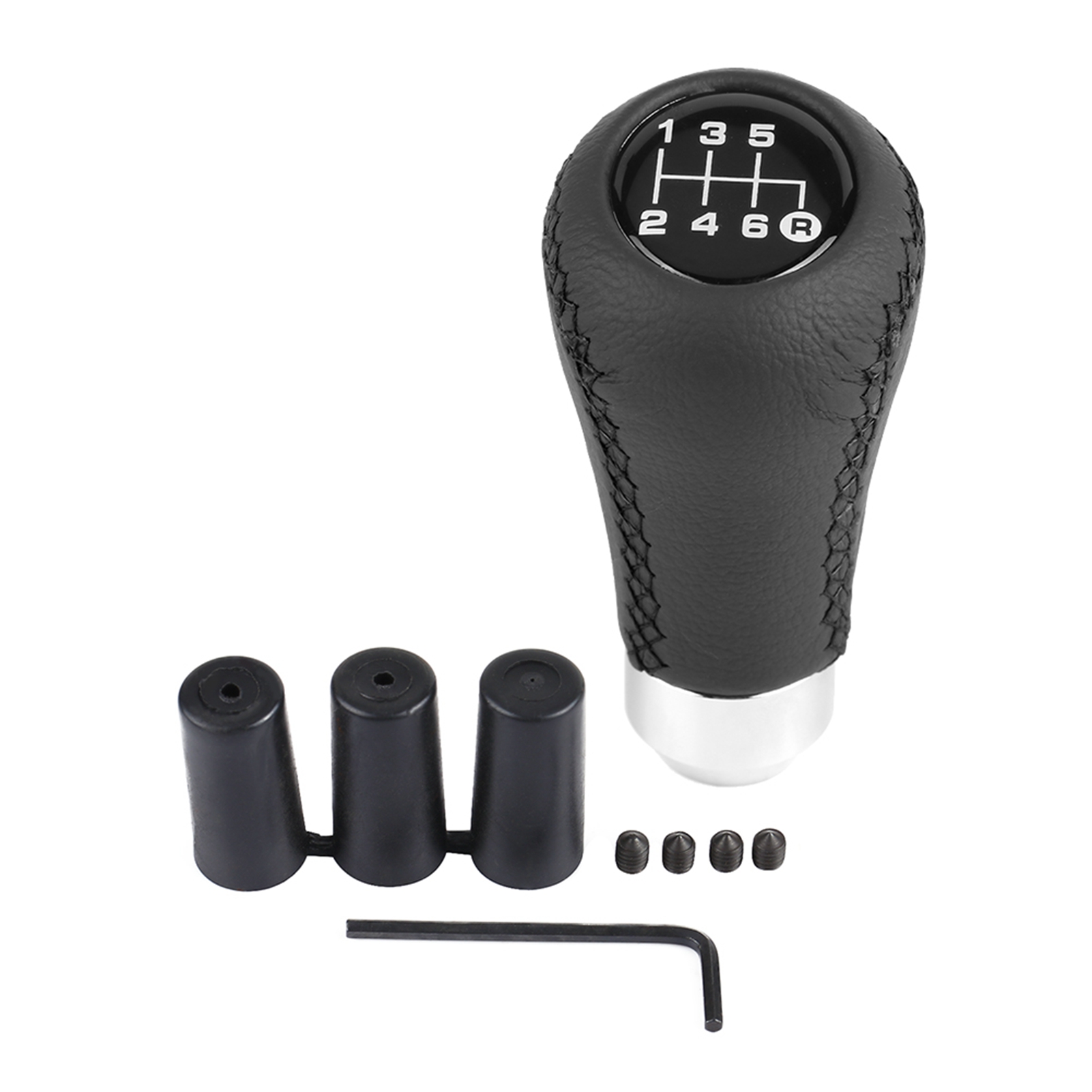 Universeller Schaltknauf Für Pkw, 6-gang, Pu-schalthebel Mit 3 Schläuchen, Schwarz.