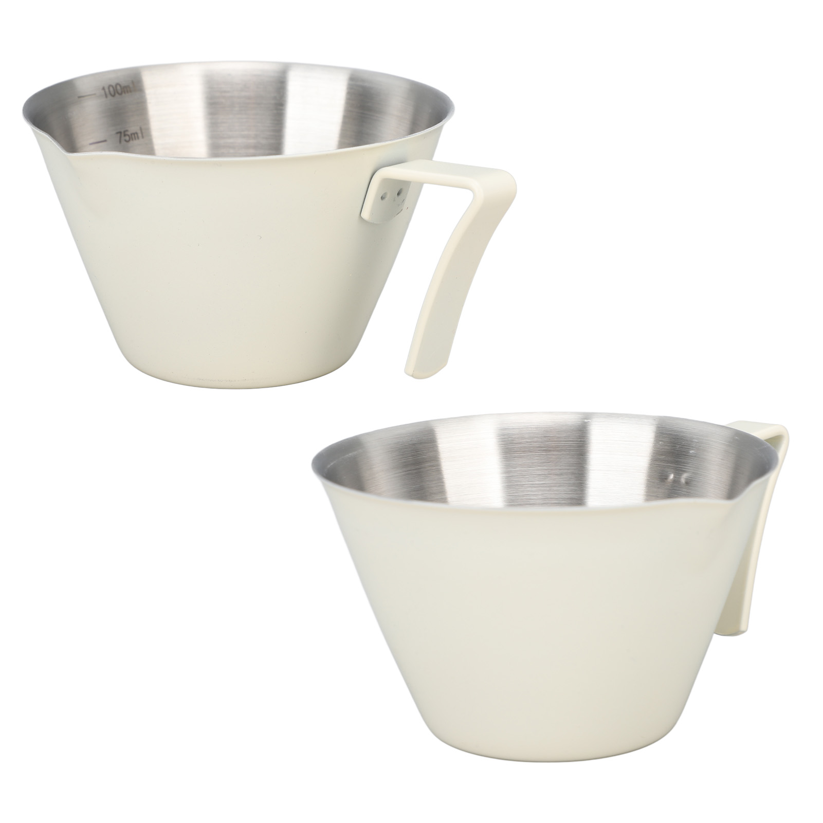 100 Ml Kaffeemessbecher Aus Edelstahl 304, Tragbar, Korrosionsbeständig, Für Zuhause, Café, Büro Und Hotel, Mattweiß.