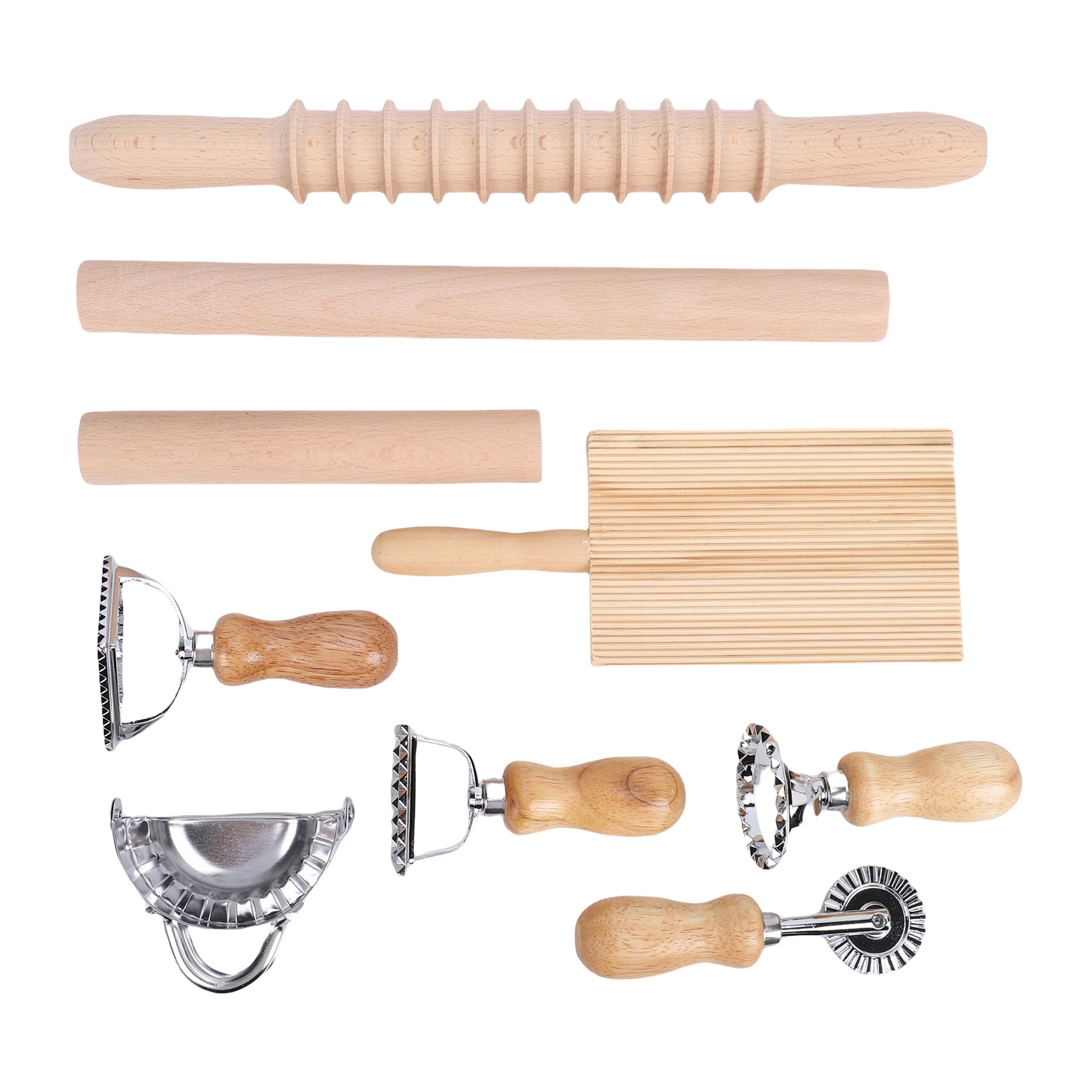 Gnocchi-nudelherstellungsset, Set Aus Nudelhölzern Aus Buchenholz Und Edelstahl Mit Schneidebrett Für Ravioli-stempel Für Die Küche.