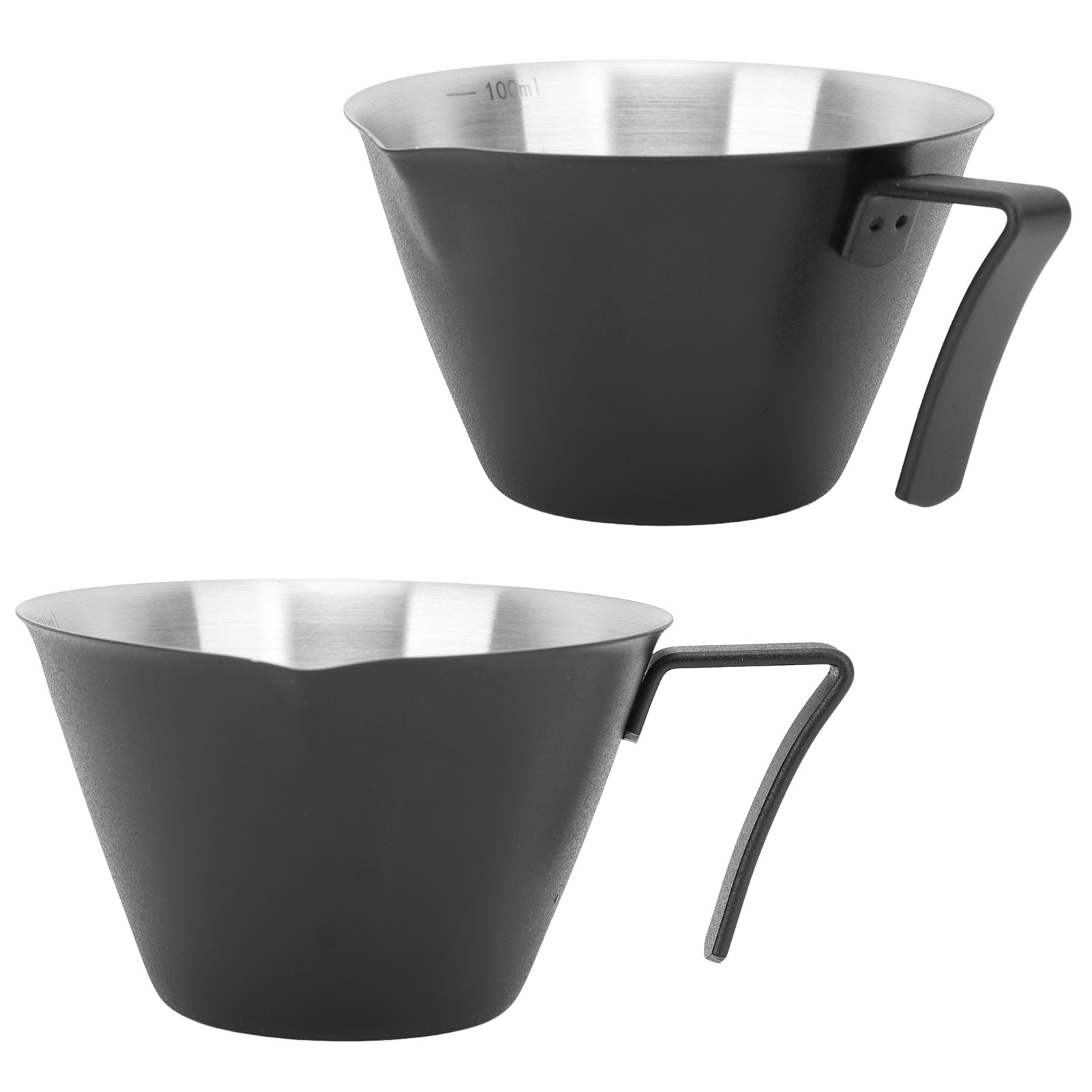 Kaffeemessbecher Aus Edelstahl, 100 Ml (304 Ml), Tragbar, Rostfreies Metall, Für Zuhause, Café, Büro, Hotel, Matt Schwarz.