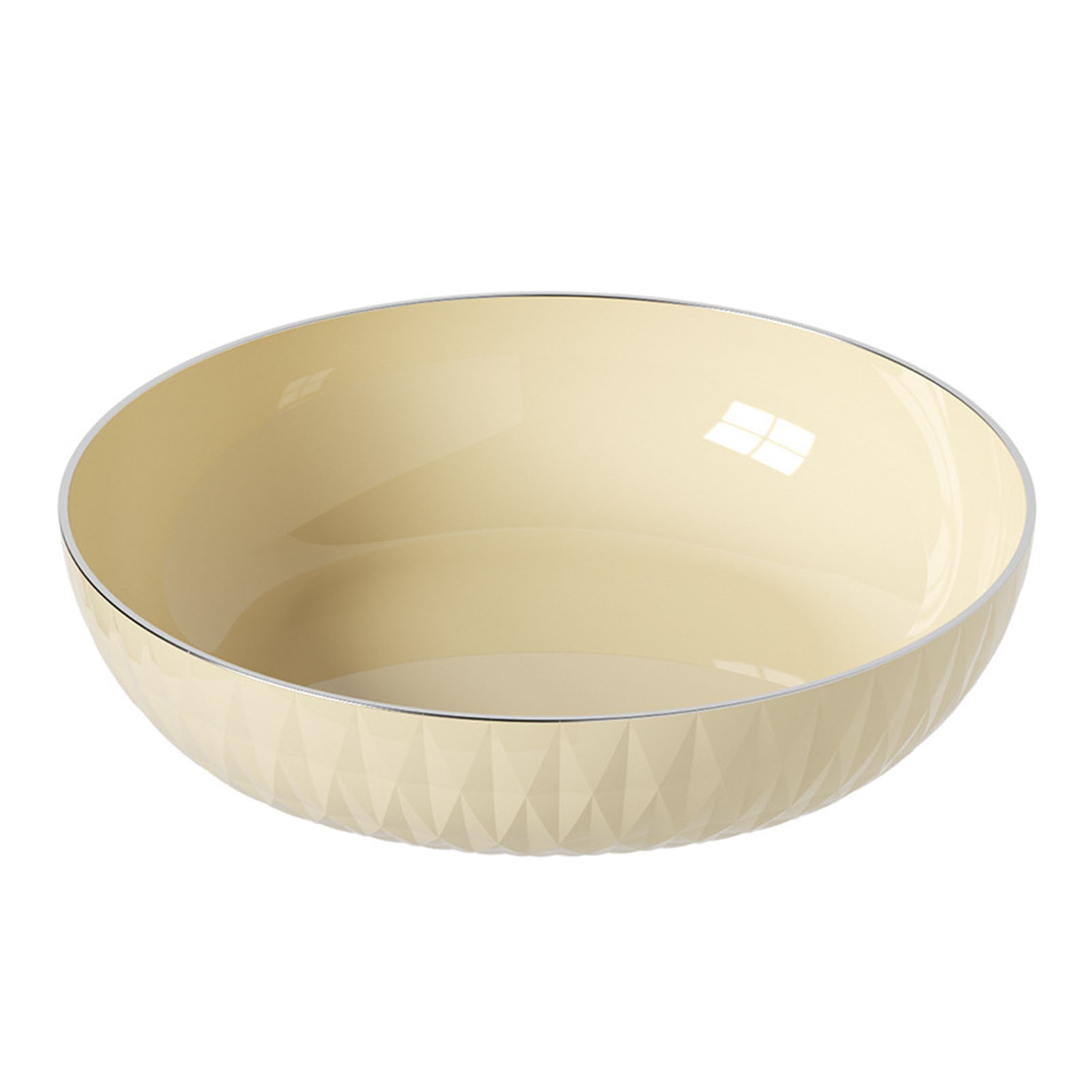 Runde, Multifunktionale Gemüseschüssel, Großes Fassungsvermögen, Elegante Cremefarbene Obstschale.