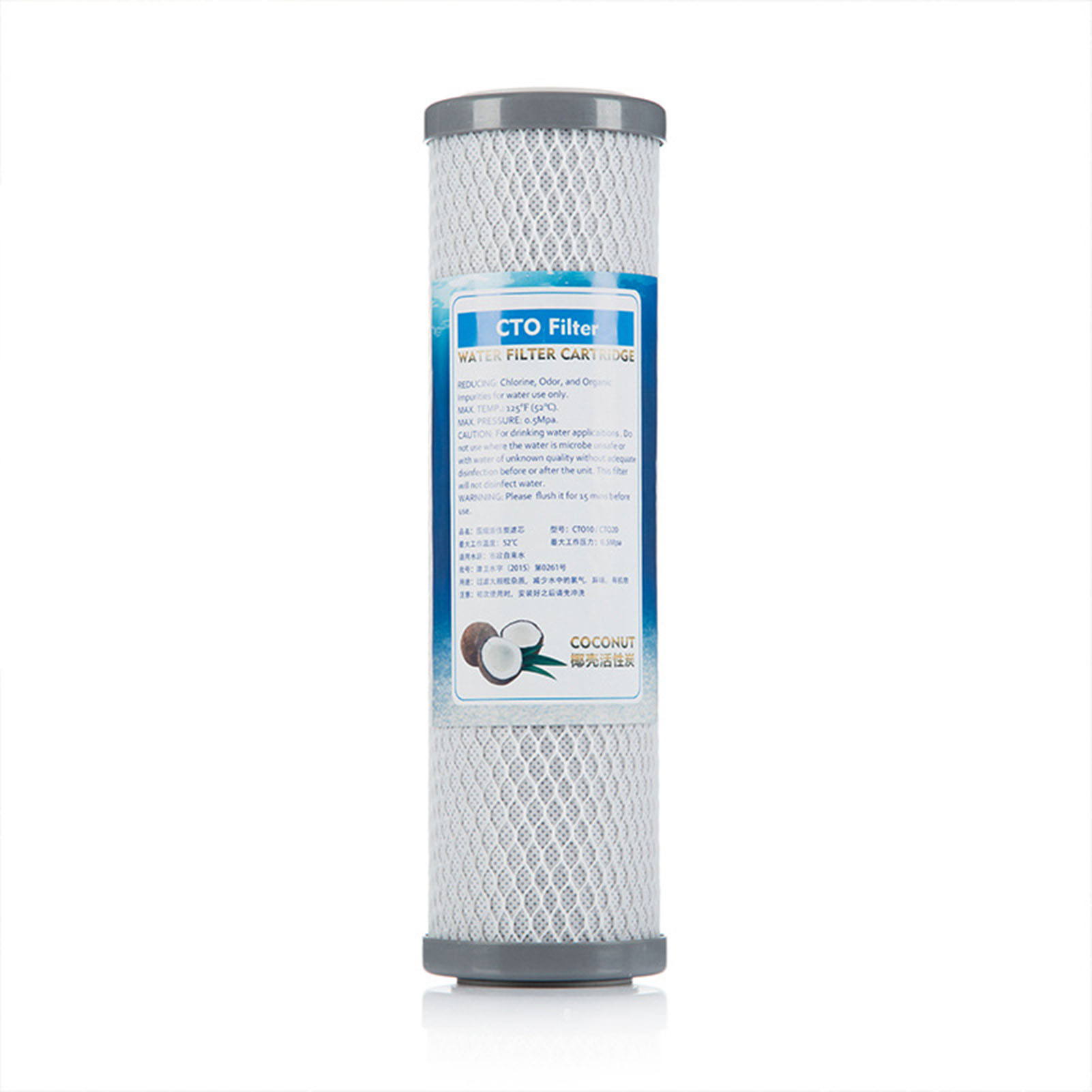 Cto-kokosnussschalen-wasserfilterkartusche Mit Aktivkohle, Wasserreiniger Für 10-zoll-geräte.