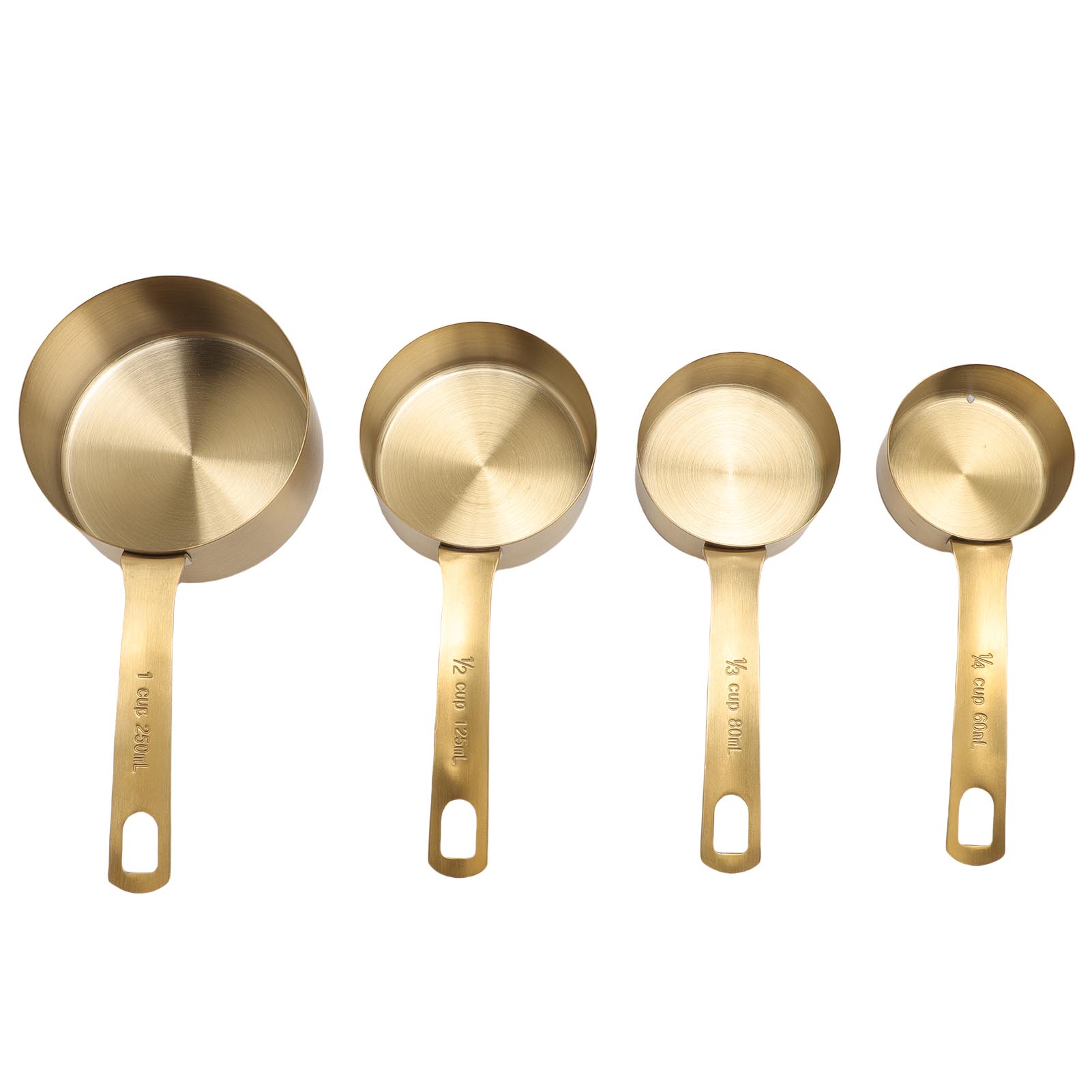 Set Aus 4 Stapelbaren Messbechern Aus Edelstahl, Präzises Kochen, Küchenhelfer, Gold.
