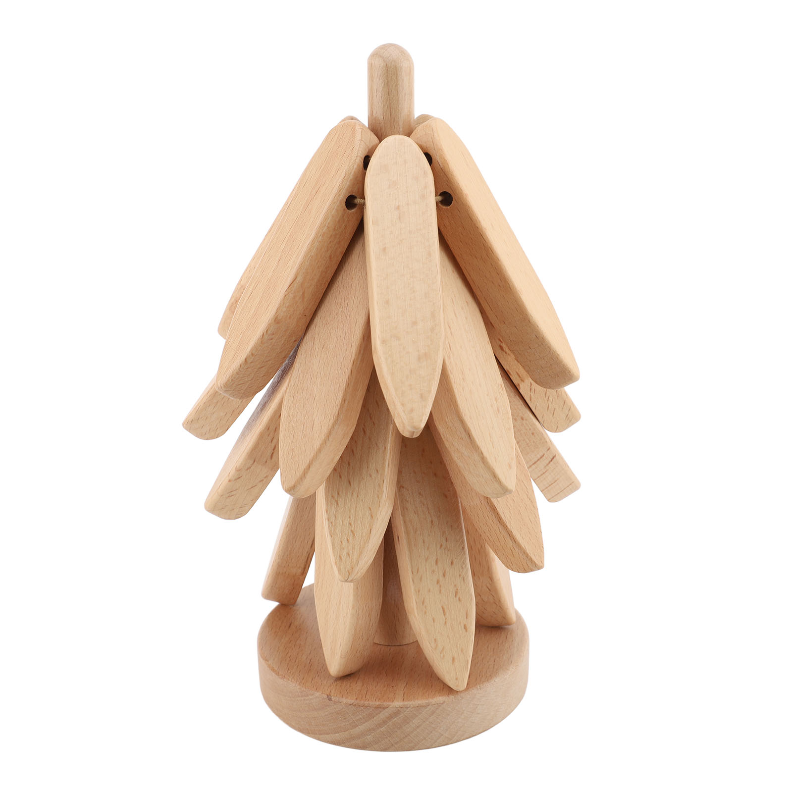 Set Aus 4 Stapelbaren Untersetzern Aus Buche (naturholzfarbe) Mit Halterung Für Tasse, Topfuntersetzer, Schüssel, Teekanne.