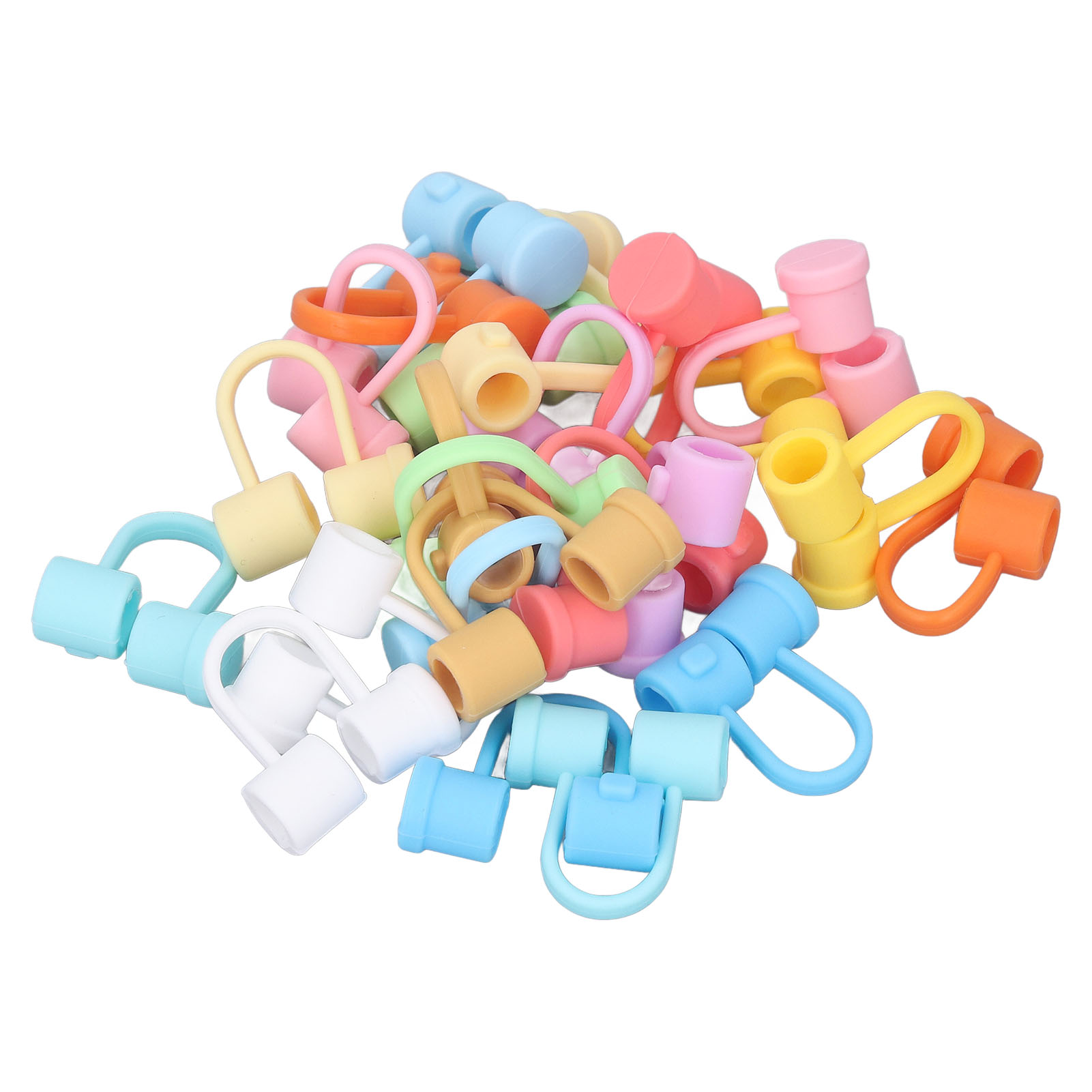Strohdeckel, Staubdicht, Dekorativ, Spritzwassergeschützt, Geruchlos, Wiederverwendbar, Perfekt Für Partys, Einkäufe, Reisen Und Camping. 24 Deckel In Regenbogenfarben.