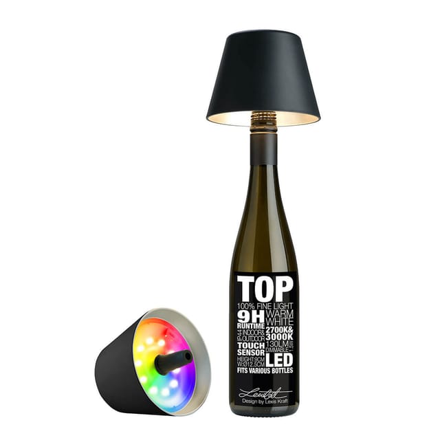 Sompex Flaschenleuchte TOP 2.0 Schwarz LED RGBW mit Akku