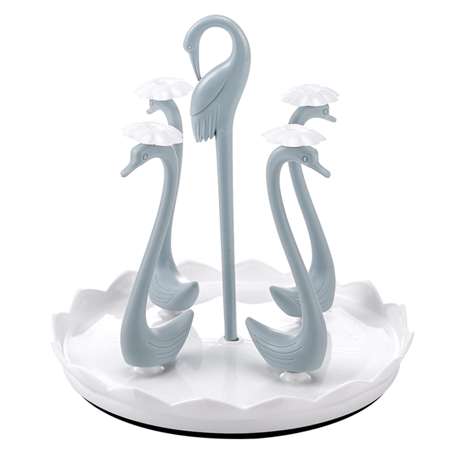 Schwanenförmiger Glashalter Mit Drehbarer Abtropfschale, Drehbarem Getränkeabtropfer Aus Kunststoff, Ständer Für Die Heimische Küche, Blau, 4-teilig.