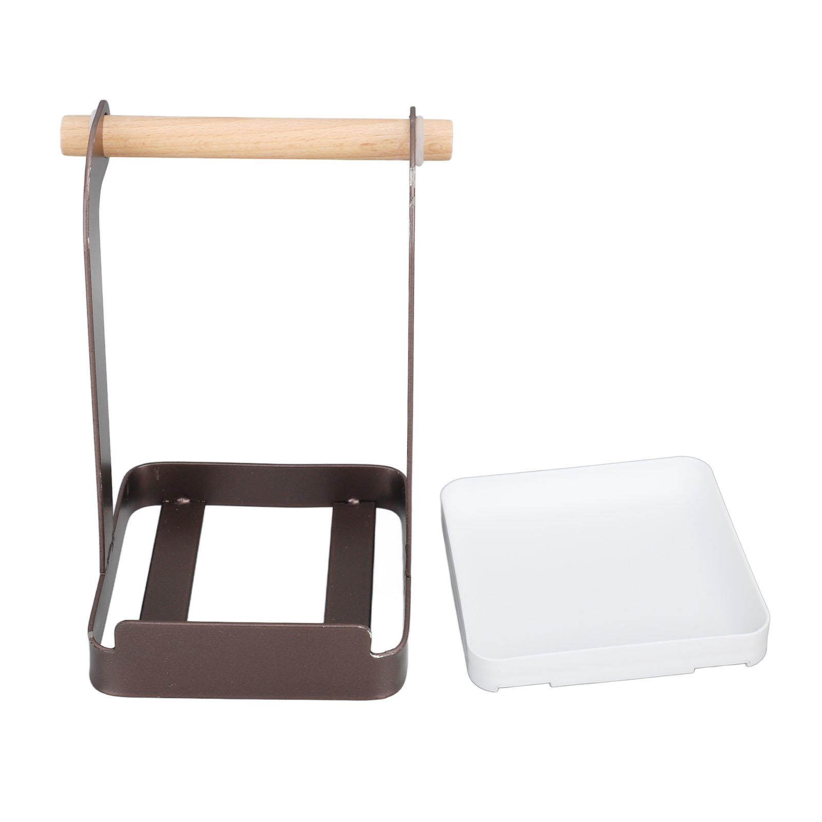 Multifunktionaler Topfdeckelhalter, Rutschfeste Eisenschüssel, Kochutensil Aus Holz, Pfannenwenderhalter, Küchenorganizer, Kaffee.