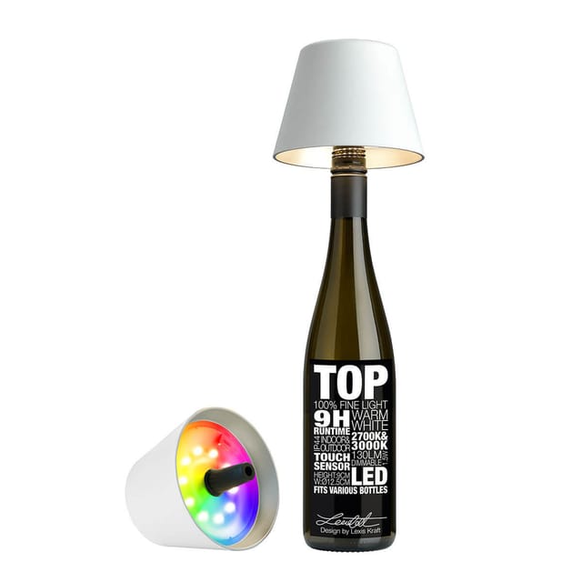 Sompex Flaschenleuchte TOP 2.0 Weiß LED RGBW mit Akku