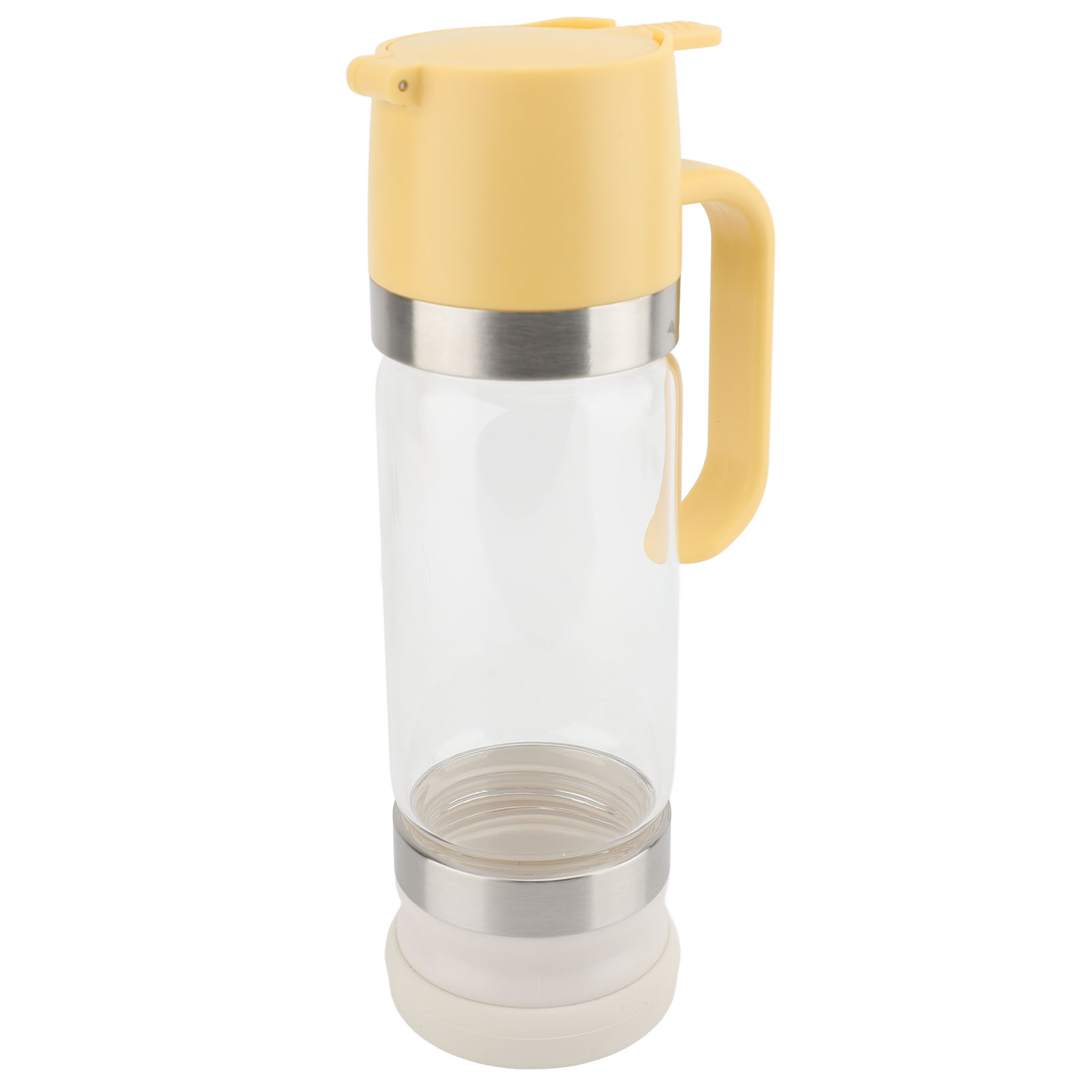 Honigspender Aus Klarglas (350 Ml) Mit Griff Und Tropfstopp. Ideal Für Cafés, Restaurants Und Den Privaten Gebrauch. Gelb.