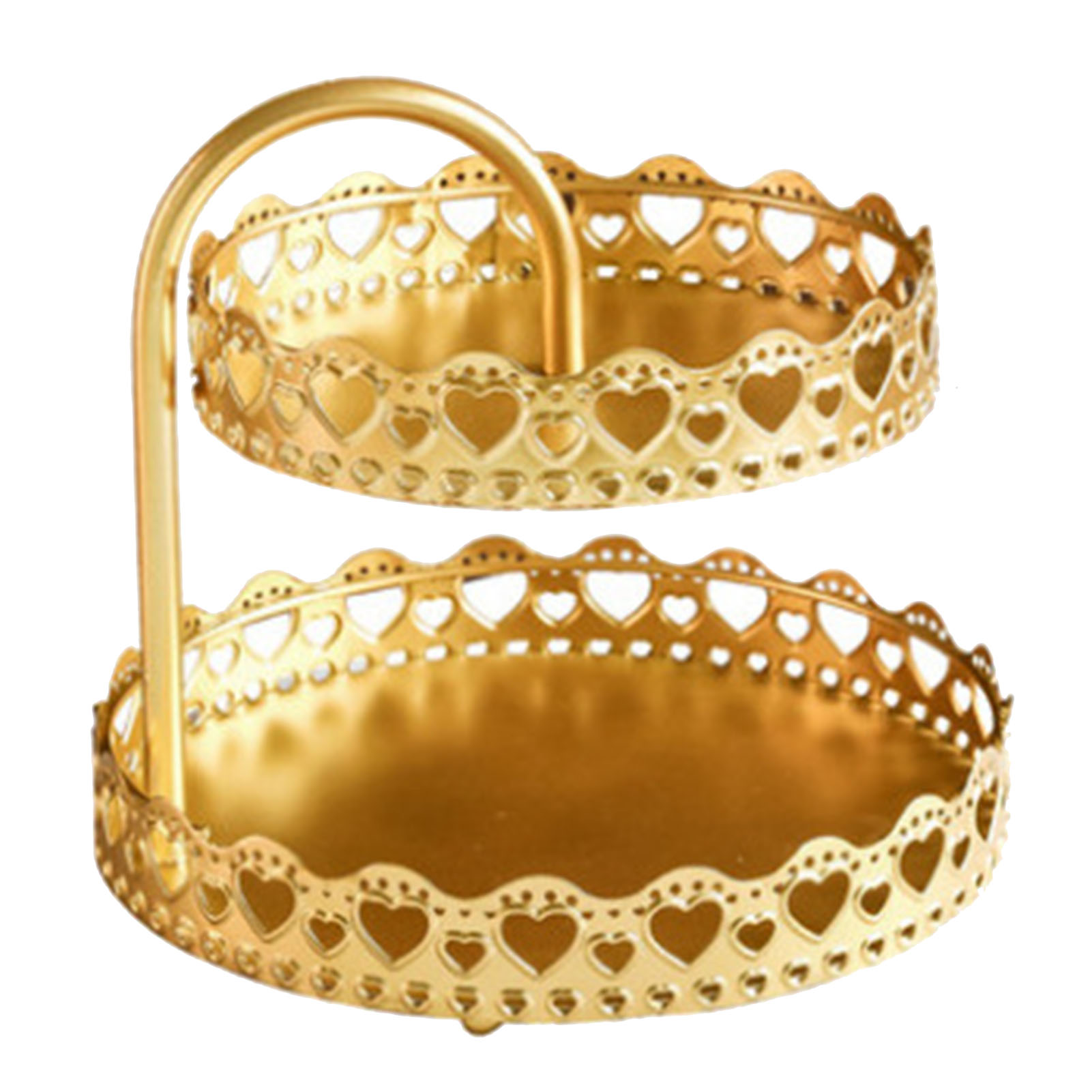 Doppelstöckiges Gebäcktablett, Verziert Mit Kupfer Und Gold, Dessertteller Für Kekse, Hochzeitsherz.