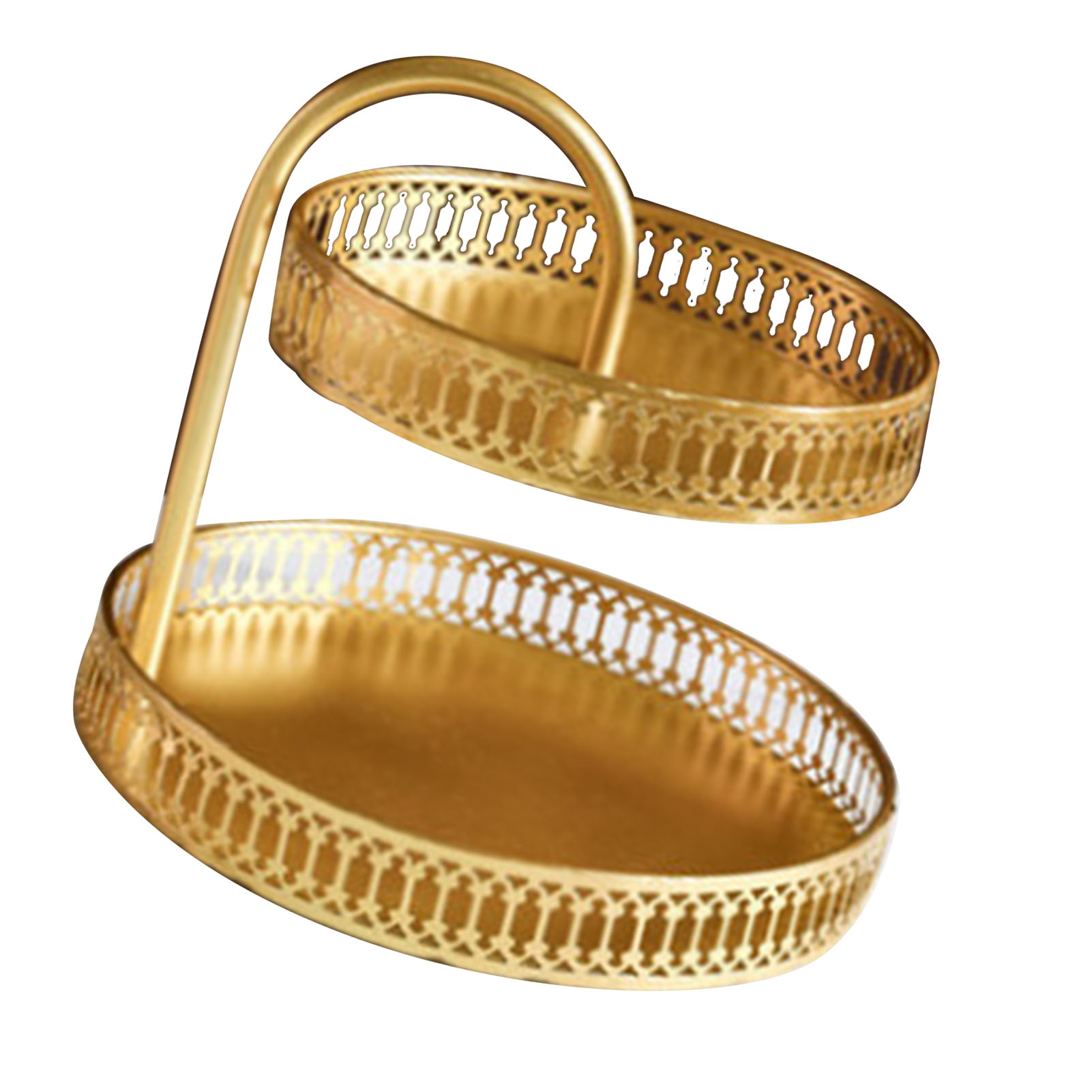 Doppellagige Gebäckplatte, Verziert Mit Kupfer Und Gold, Dessertteller Für Kekse, Vertikale Maserung Für Hochzeiten.