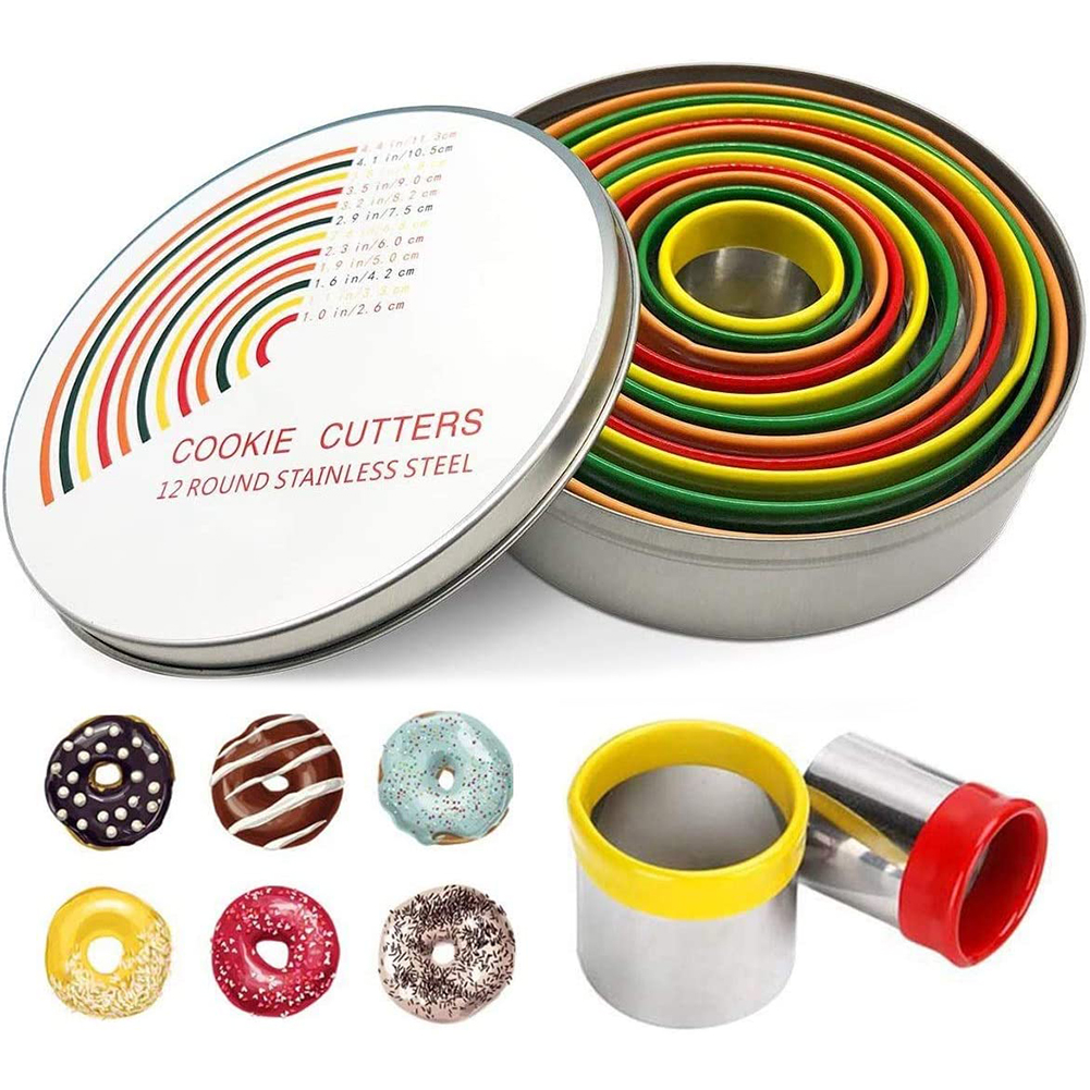 Rundes Ausstechformen-set Aus Edelstahl, Gebäckausstecher Für Donuts Und Scones, Runde Kuchenringformen, 12-teilig/set.