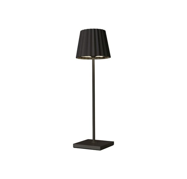 Sompex TROLL 2.0 Tischleuchte Schwarz Aluminium mit Akku Outdoor Plisseeschirm 38cm