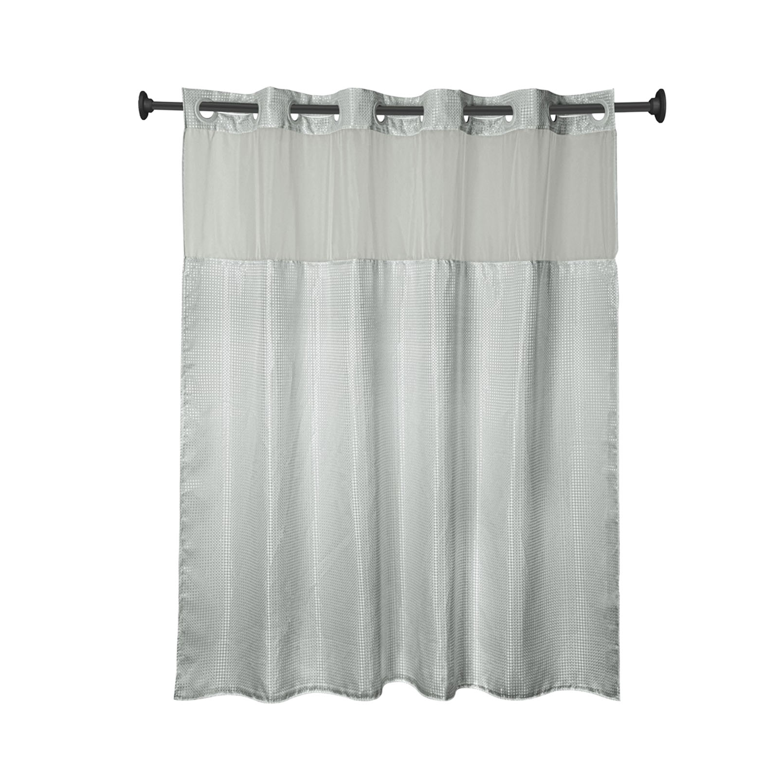 Duschvorhang Mit Ringen Und Transparentem Waffelmuster, Doppelt Wasserdichte Schicht Für Zuhause Und Badezimmer, 180x188cm, Grau.