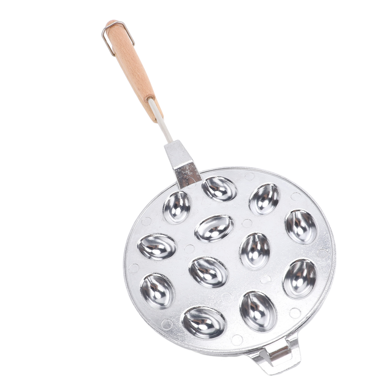 Antihaftbeschichtete, 12-teilige, Nussförmige Keksform Aus Aluminiumlegierung Und Holzverbundwerkstoff, Für Kuchen, Eier Und Waffeln, Silberfarben.