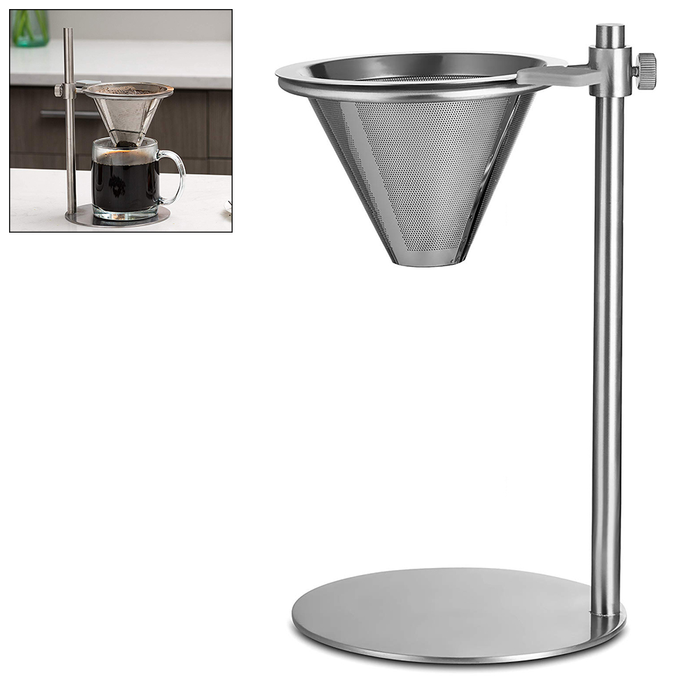 Verstellbarer Kaffeeständer Aus Edelstahl Mit Freistehender Doppelfilter-kaffeemaschine Und