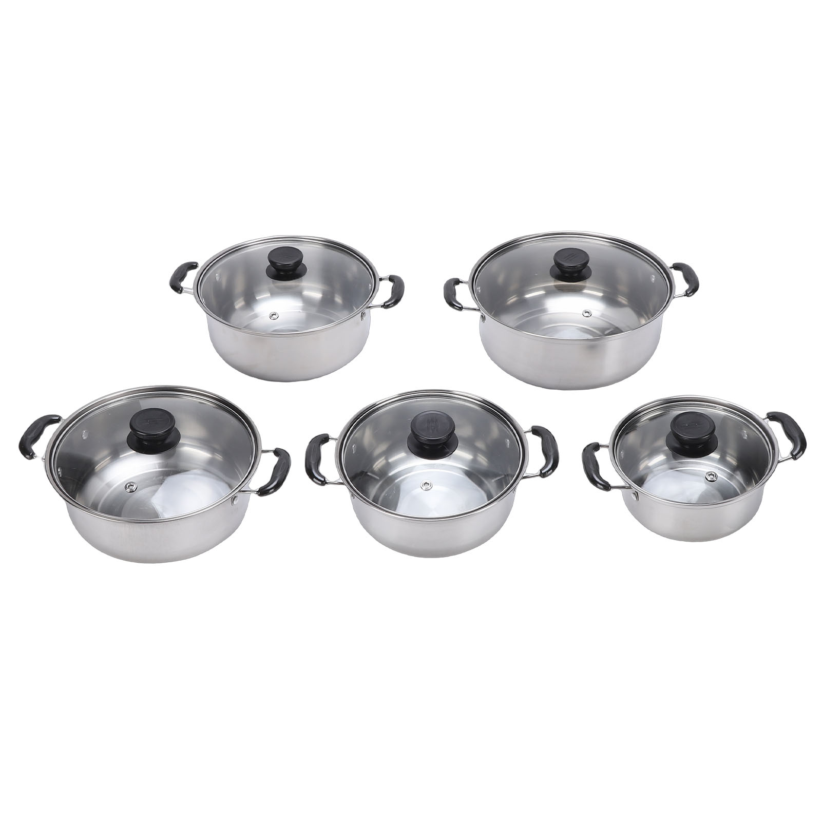 Kochgeschirrset Mit Glasdeckeln, 5-teilig, Milchkännchen Aus Edelstahl, Geeignet Für Induktionskochfelder.