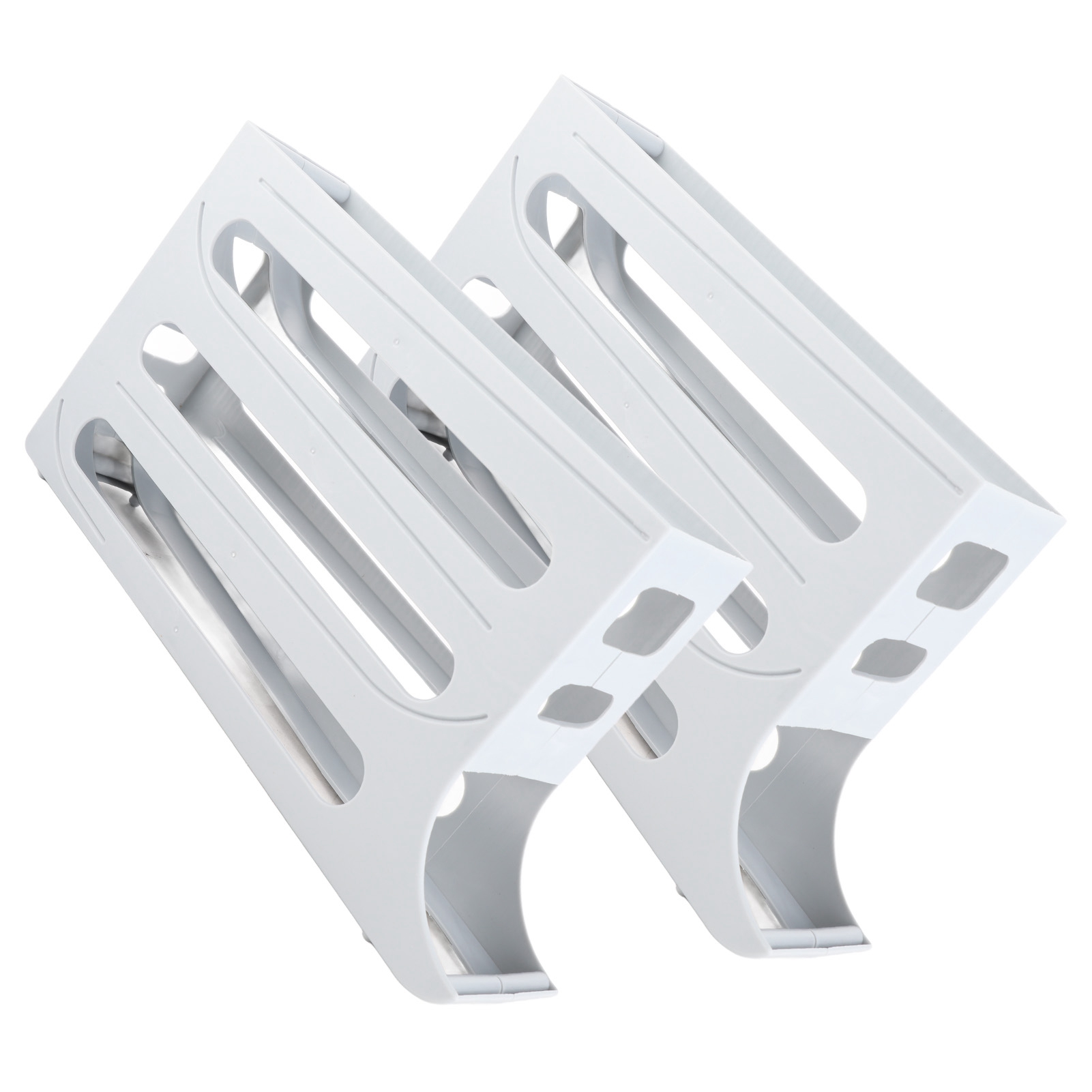 Automatischer Eierrollenspender, Großes Fassungsvermögen, 4 Ebenen, Platzsparend, Kühlschrank-tablett-organizer, 2 Stück, Grau.