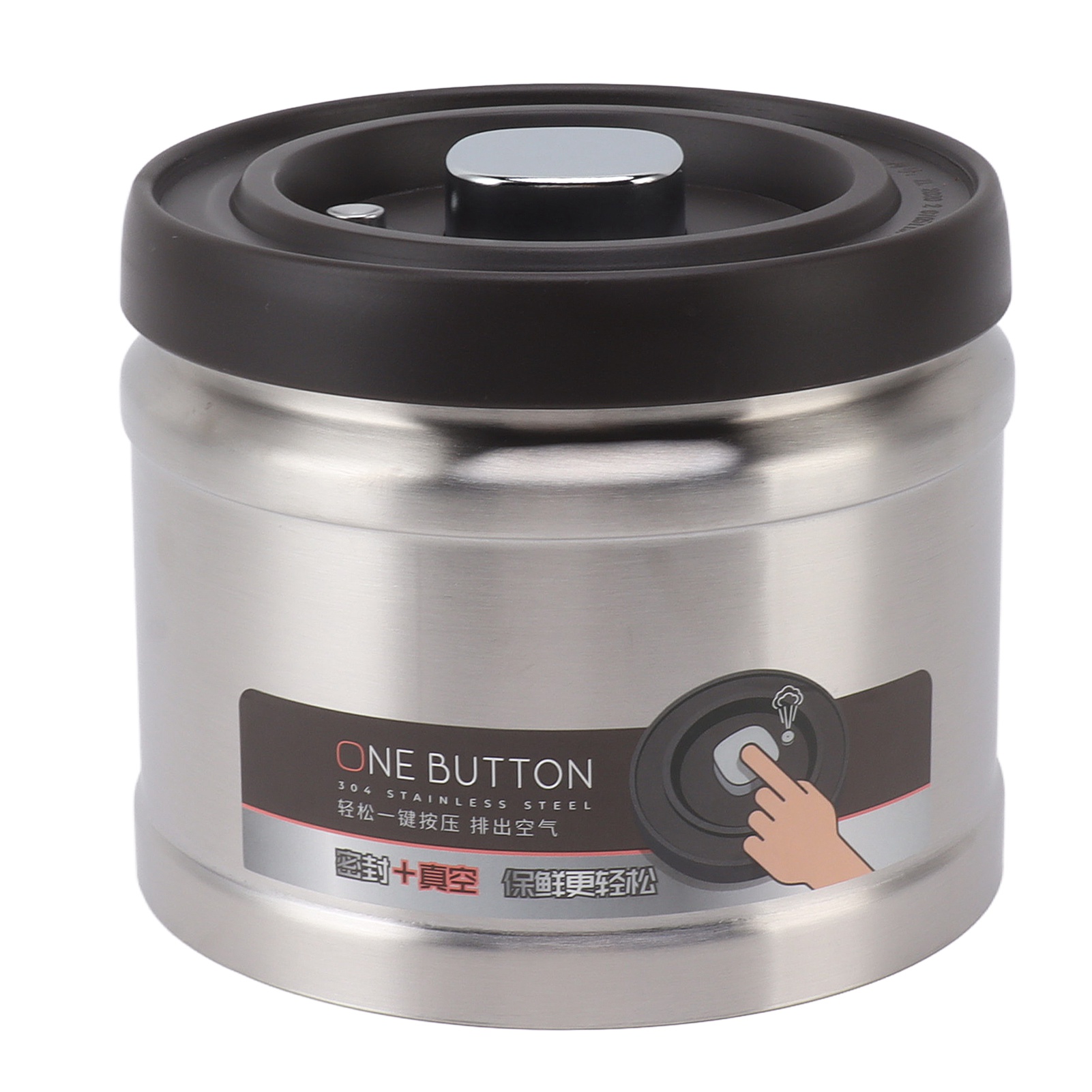 Vakuumversiegelter Kaffeebehälter Aus Edelstahl 304, Pressform, Luftdichte Aufbewahrung Für Bohnen, Tee, Nüsse, 1100 Ml, Natürliche Farbe.