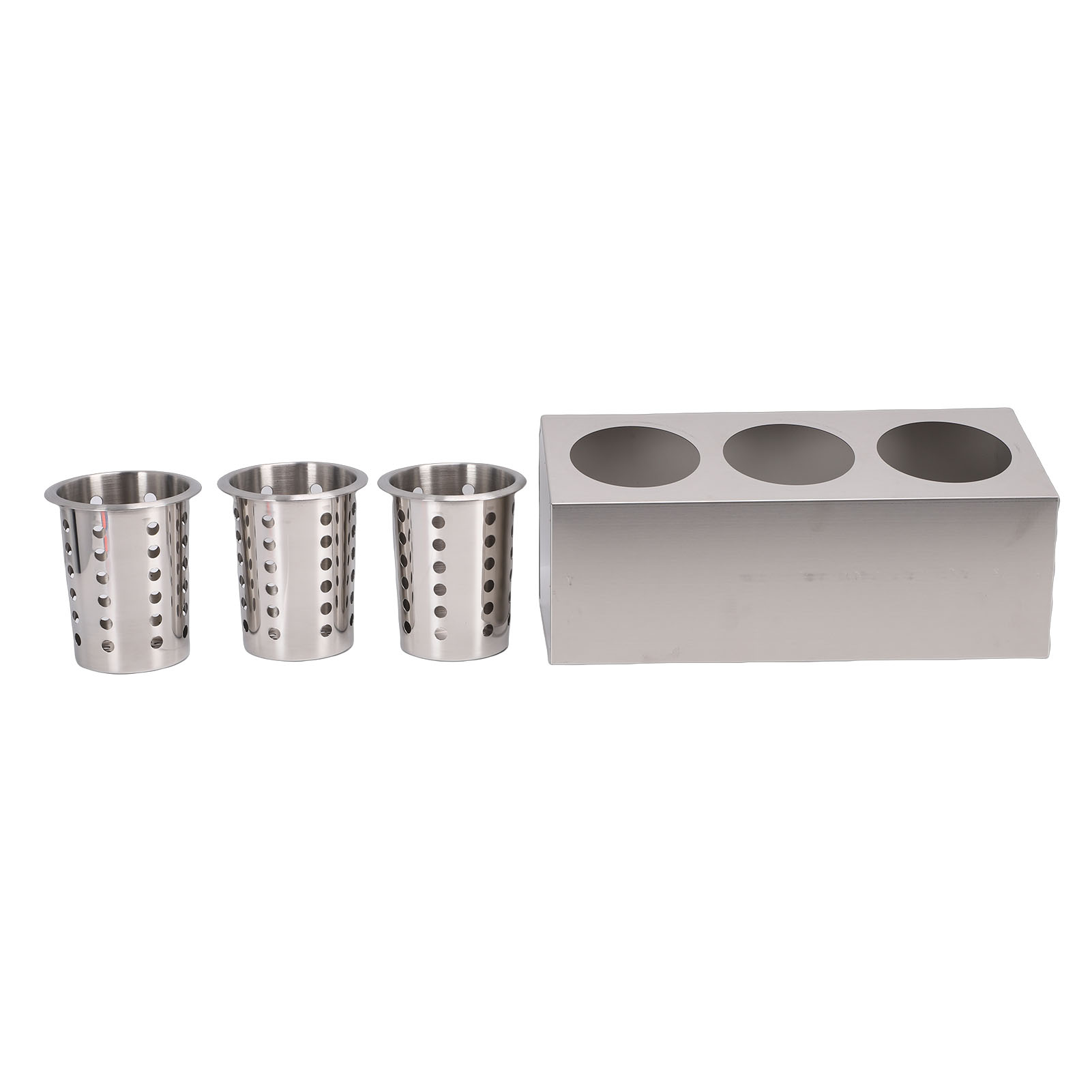 Besteckhalter Für Die Arbeitsplatte, Utensilienorganizer Aus Edelstahl Für Gabeln, Löffel, Essstäbchen, 3 Fächer, 1 Reihe.
