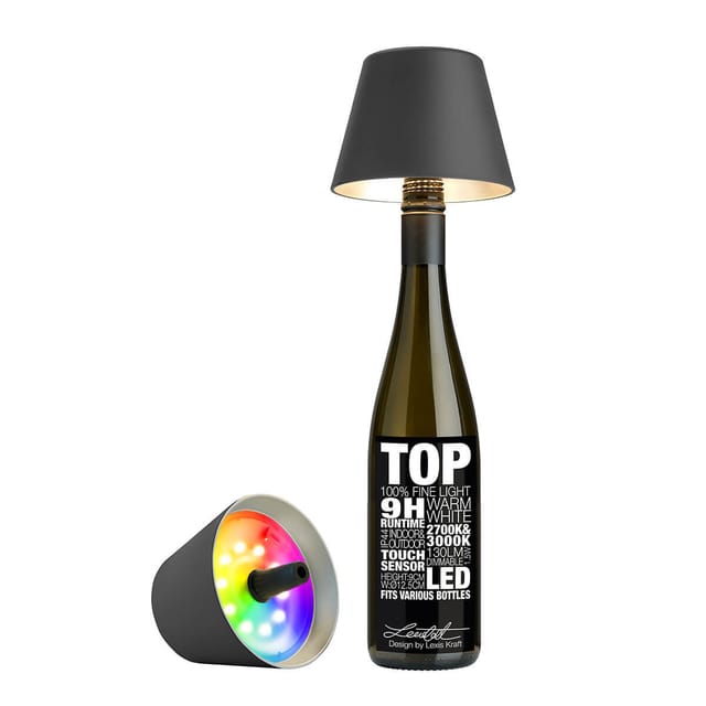 Sompex Flaschenleuchte TOP 2.0 Anthrazit LED RGBW mit Akku