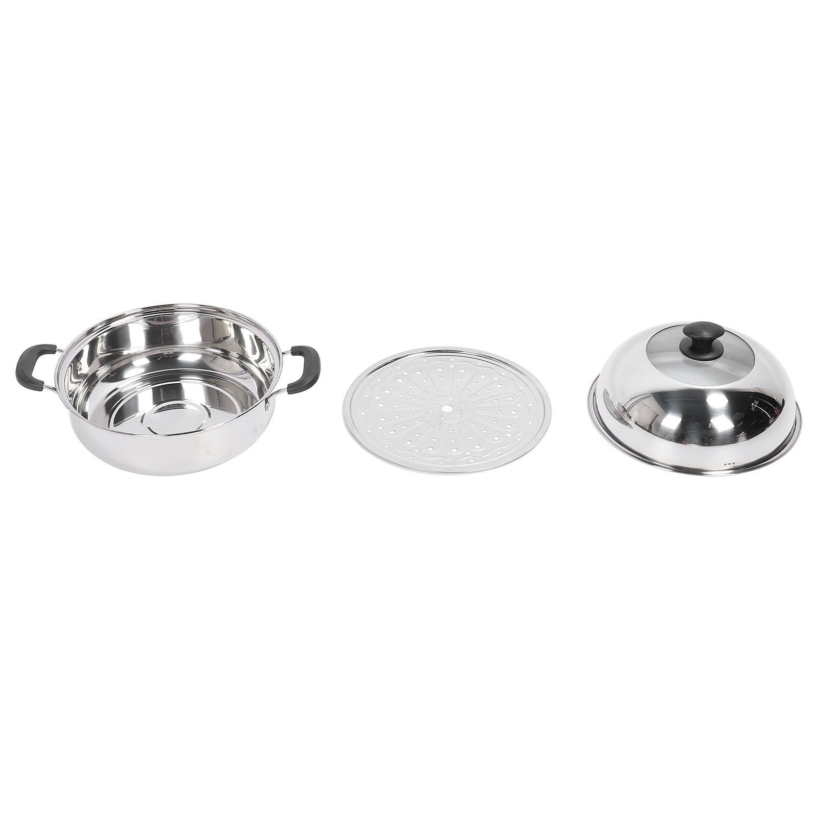 Dampfgarer Aus Edelstahl Mit Deckel, Dickwandig, Vielseitiges 2-stöckiges Kochutensil Für Fisch, Meeresfrüchte, Gedämpfte Brötchen.
