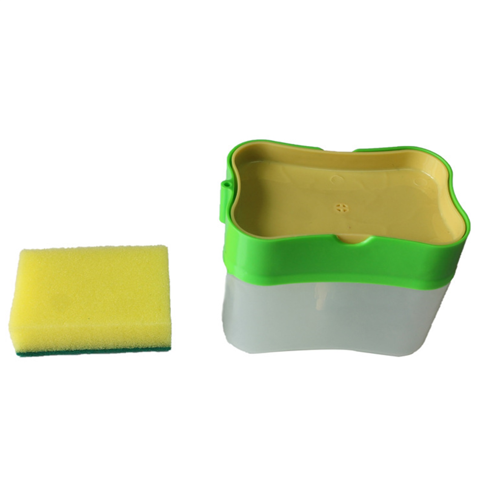 Abs-druckseifenspender, Schwammhalter, Küchenarbeitsplatten-reinigungszubehör, Grüne Farbe.