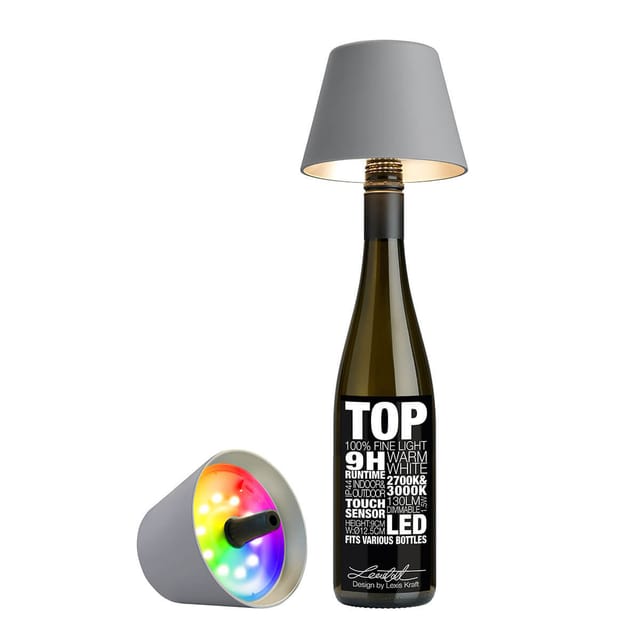 Sompex Flaschenleuchte TOP 2.0 Grau LED RGBW mit Akku