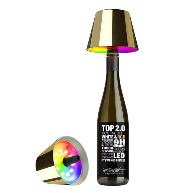 Sompex Flaschenleuchte TOP 2.0 Gold LED RGBW mit Akku