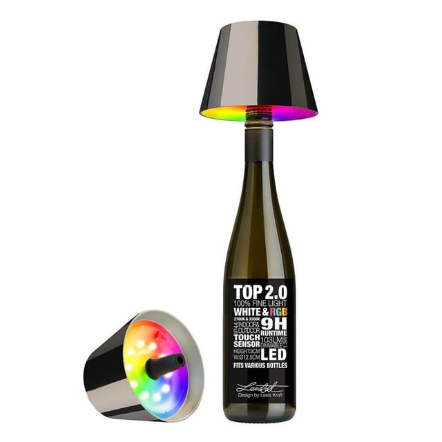 Sompex Flaschenleuchte TOP 2.0 Spacegray LED RGBW mit Akku