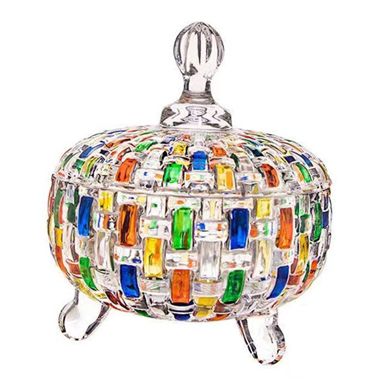 Handbemaltes Bonbonglas Aus Farbigem Glas, Behälter Mit Deckel Für Nüsse, Kekse, Schokolade, Kaffeebohnen, D316.