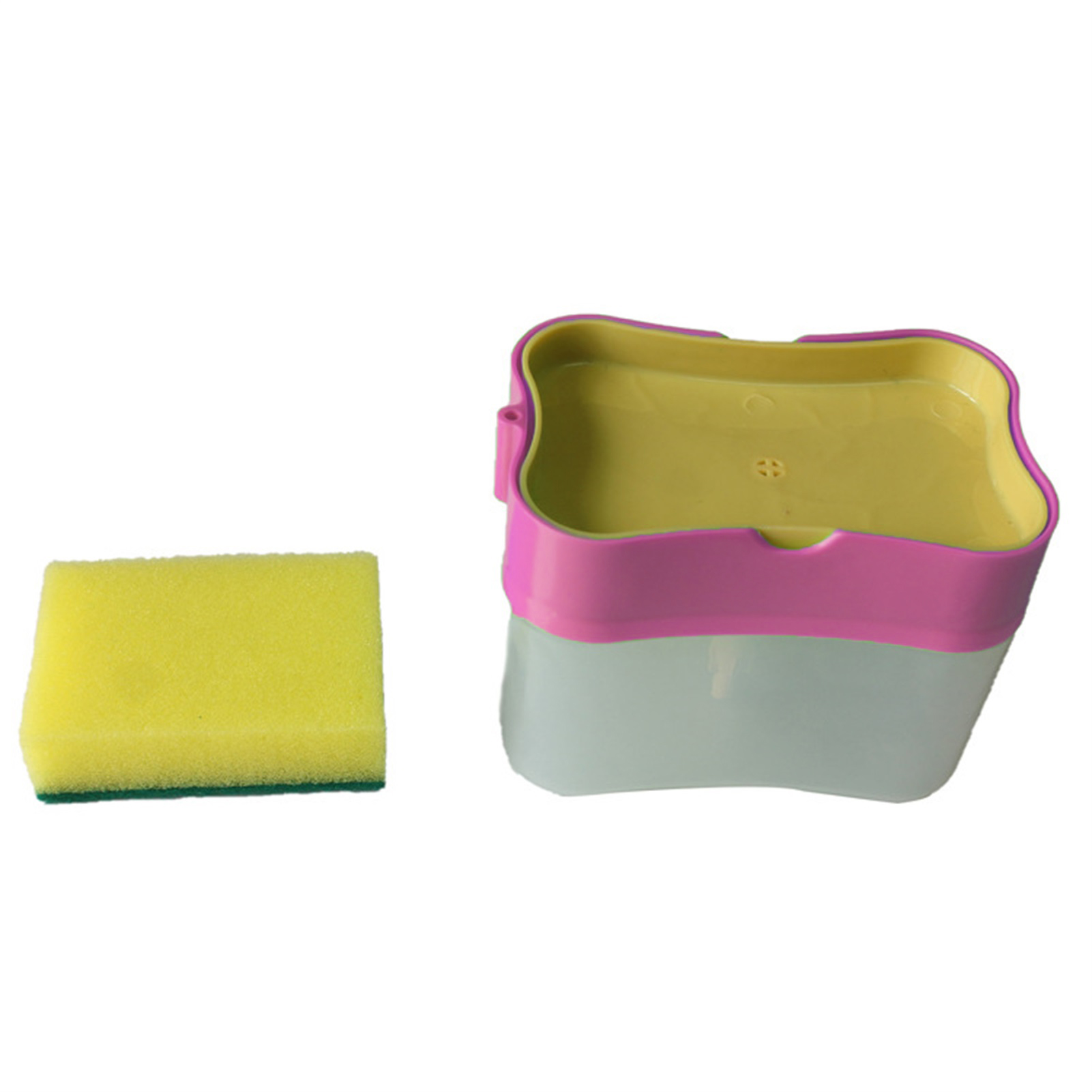 Abs-druckseifenspender, Schwammhalter, Küchenarbeitsplatten-reinigungszubehör, Rosa.