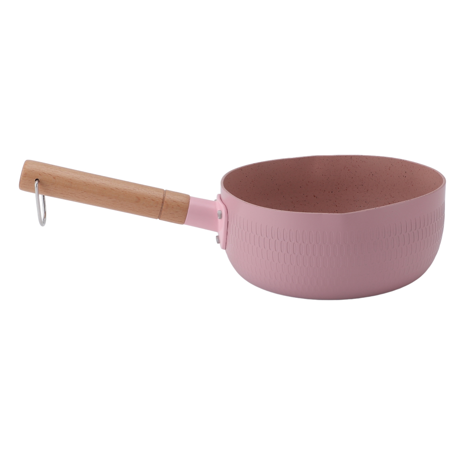 Multifunktionaler Topf Aus Aluminiumlegierung Mit Holzgriff Und Flachem Boden, Ideal Für Pasta Und Soßen, Für Den Einsatz Zu Hause, In Der Küche Oder Im Restaurant. Farbe: Rosa, Ohne Deckel.
