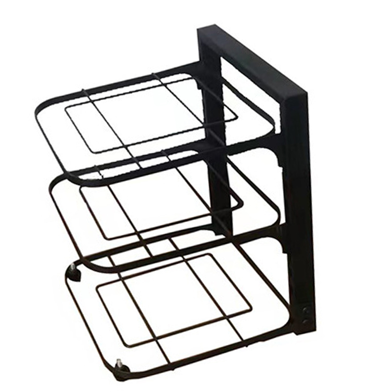 Küchenregal Aus Kohlenstoffstahl, Schwarzes Mehrstöckiges Regal Für Töpfe Und Pfannen, Dreistöckiger Haushaltsorganizer 45x24x7cm/17.7x9.4x2.8in.
