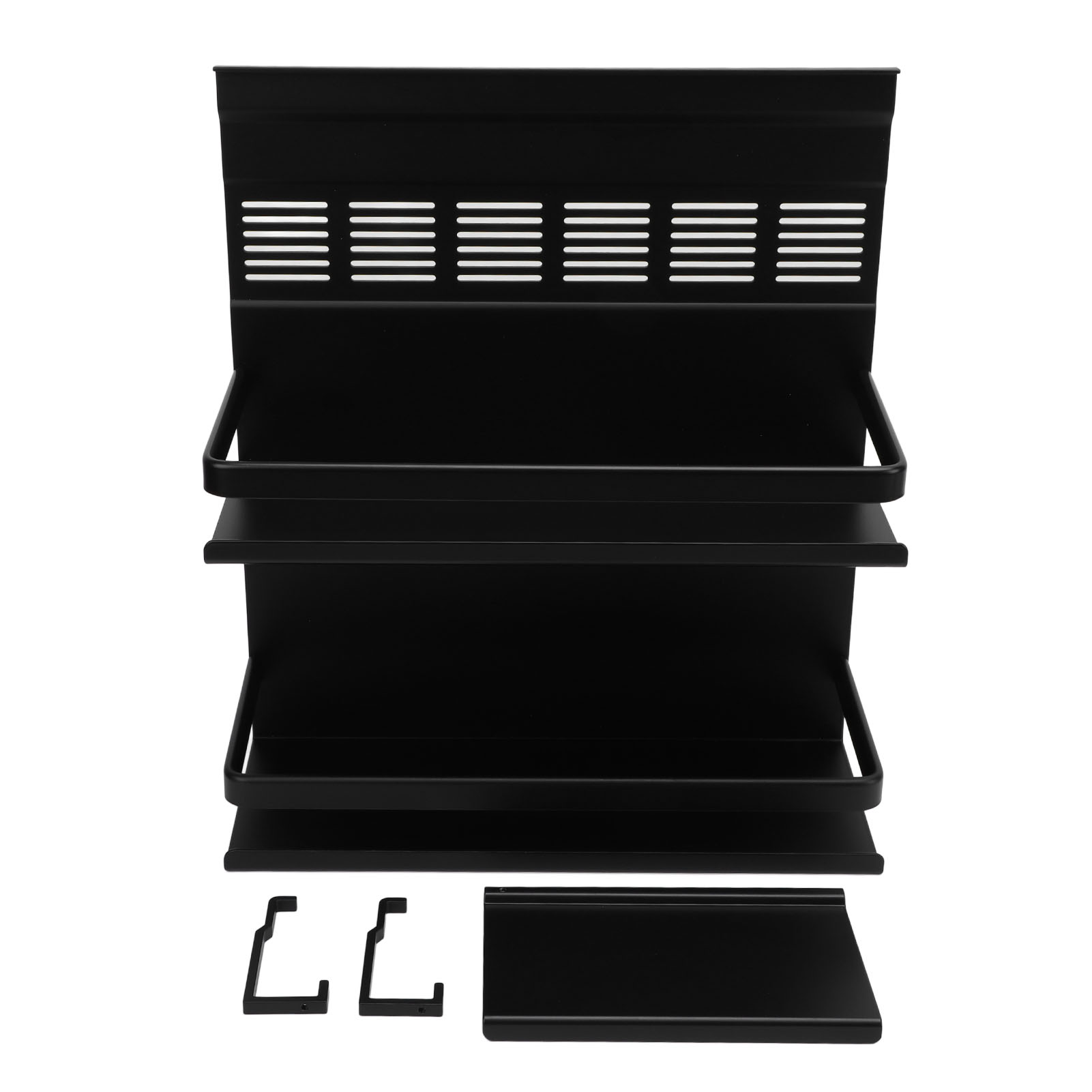 Wandmontiertes Gewürzregal Aus Aluminiumlegierung, Mehrschichtiger Organizer, Platzsparend, Leicht Zugänglich Für Die Küche, Schwarz.
