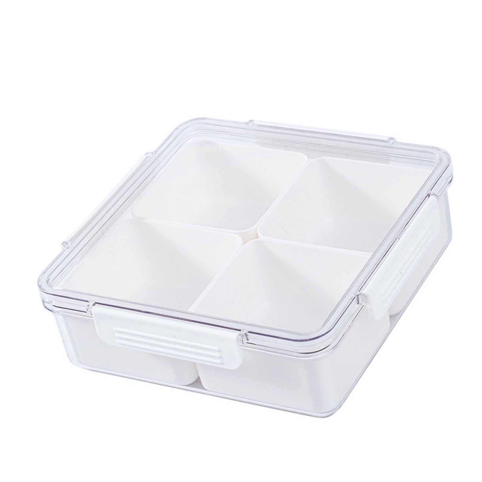 Transparente Snackbox Mit 4 Fächern, Multifunktionale, Unterteilte Lebensmittelaufbewahrungsbehälter Mit Luftdichtem Verschluss Für Den Büroraum.