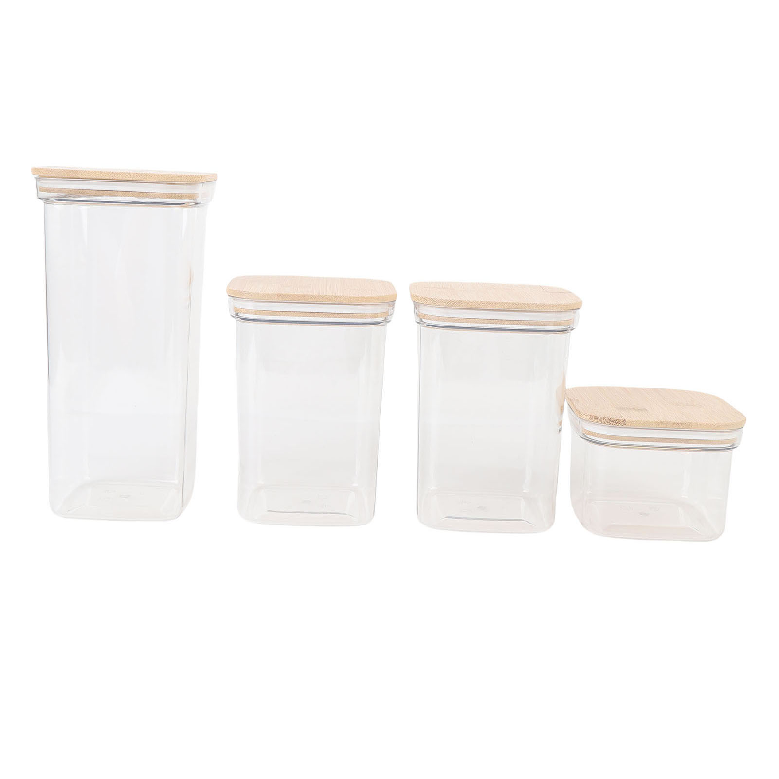 Vorratsgläser Luftdichte Kunststoffbehälter Mit Bambusdeckeln Transparente Quadratische Küchendosen Für Müsli, Nüsse, Tee 1 Stück 2000 Ml 2 Stück 1300 Ml 600 Ml.
