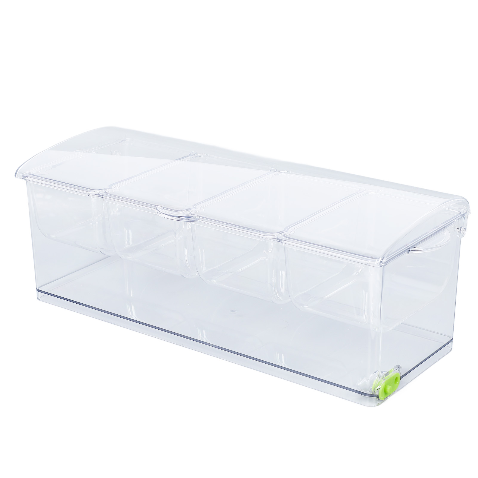 Gefrorener Gewürzbehälter, Kunststoffaufbewahrung, Kühlbehälter Für Speisen, Transparenter Saucenbehälter, Serviertablett Mit Deckel, 4 Fächer.