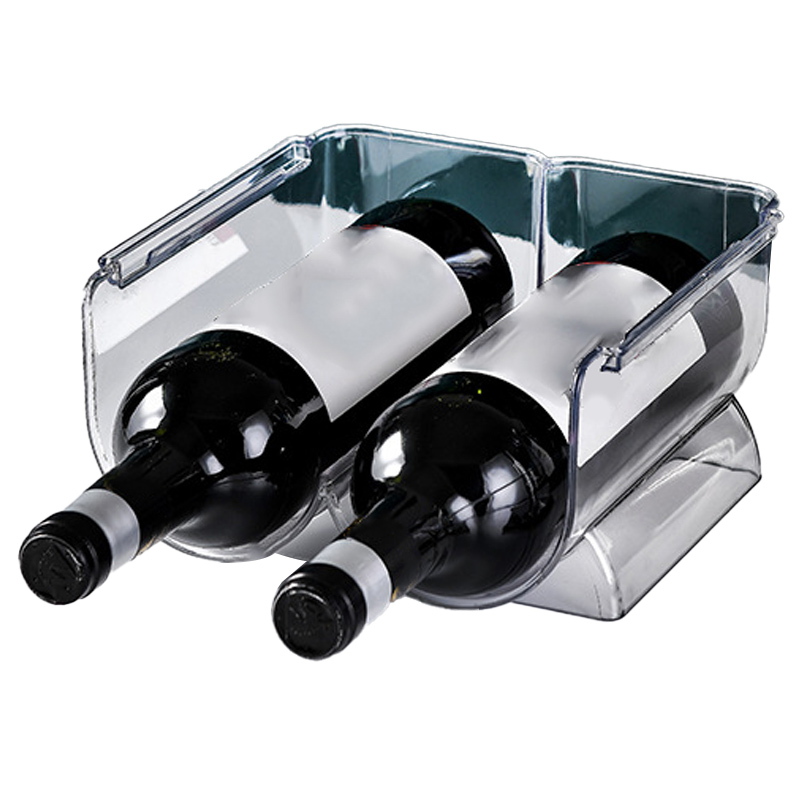 Stapelbarer Weinorganizer Aus Transparentem Kunststoff, Bärtierchen-flaschenhalter Für Die Heimdekoration, 2 Flaschen.